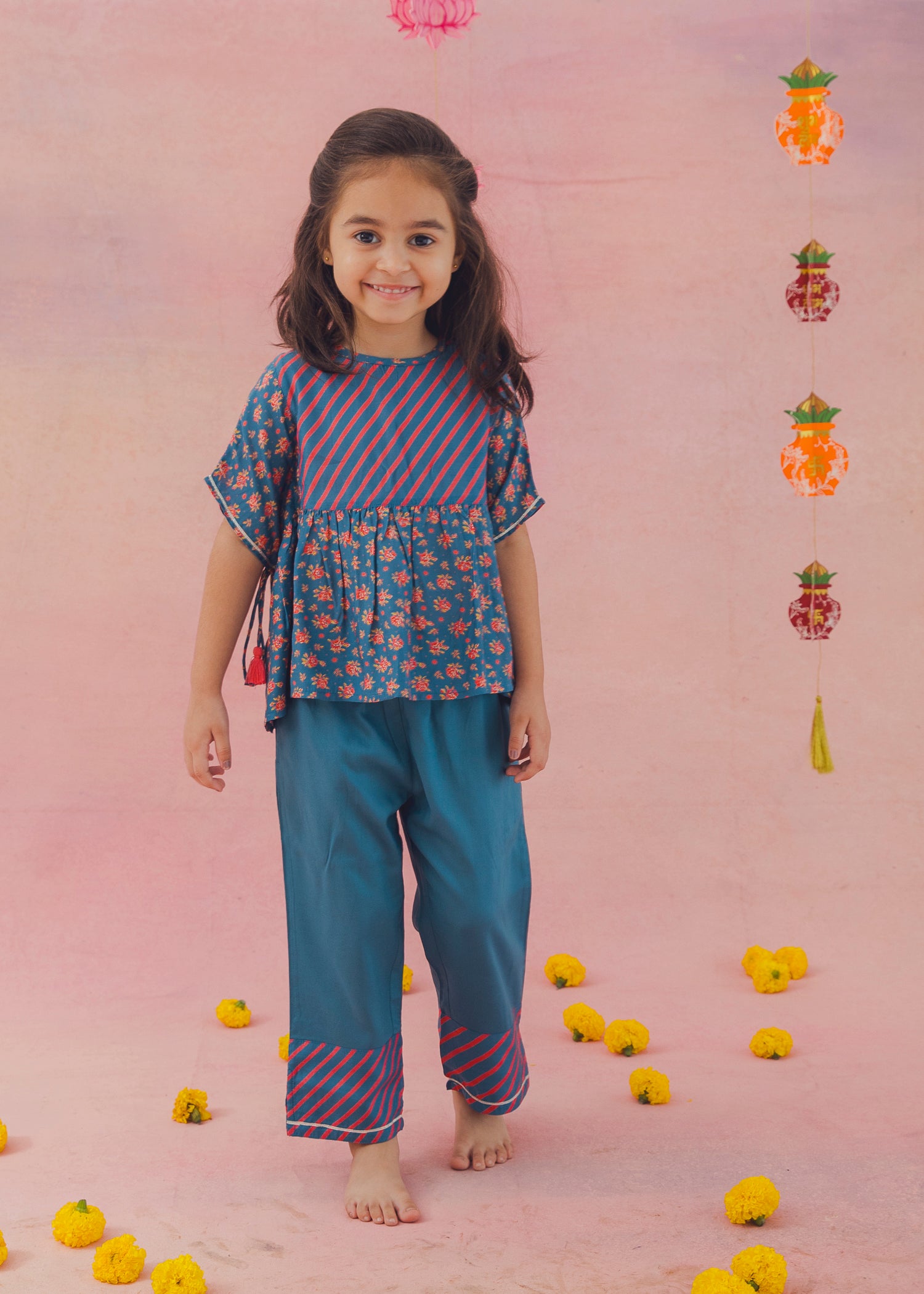 Ami Kaftan Kaya Pant Set – Teal (2-12Yrs)