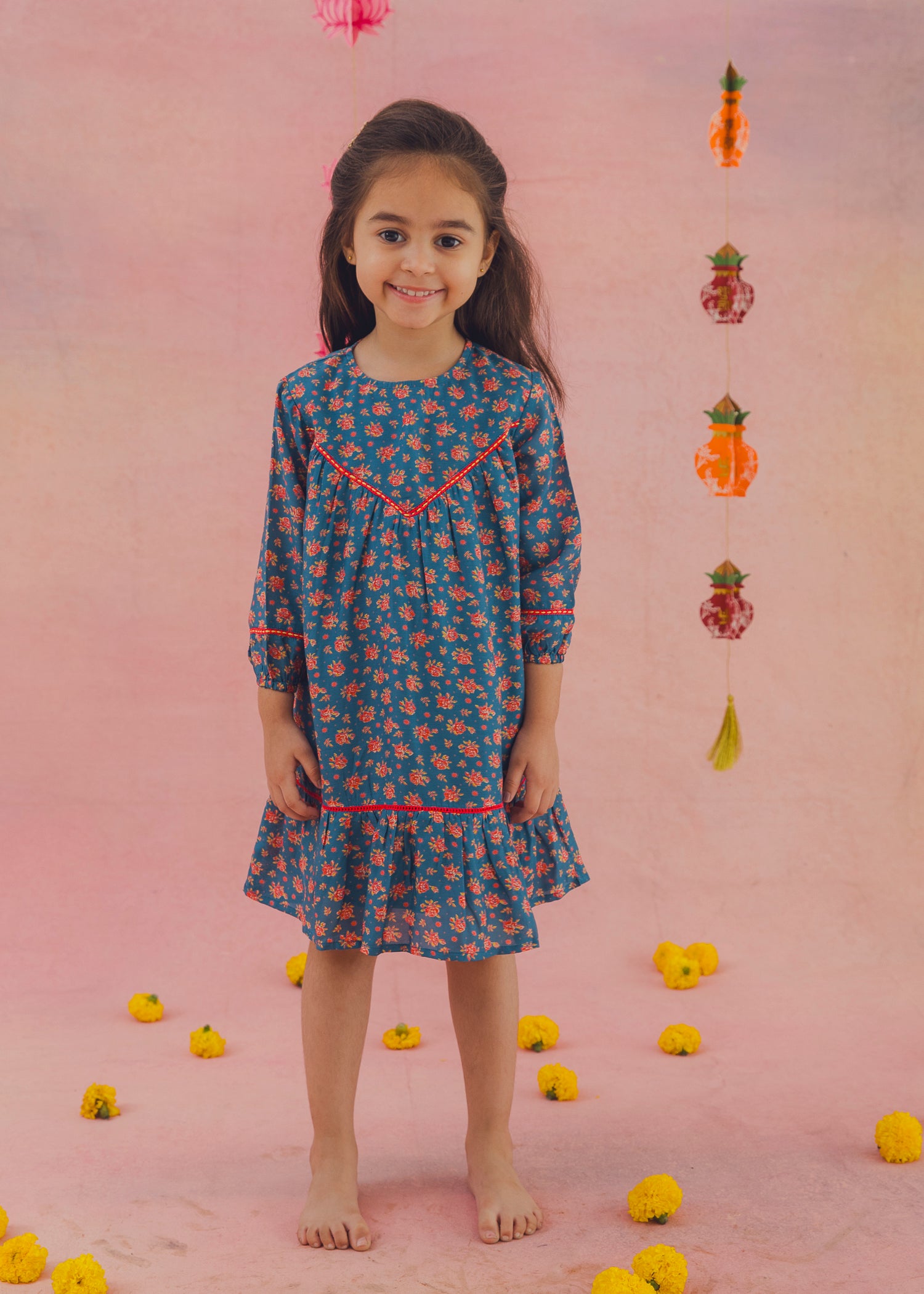 Victoria Festive Dress– Teal (2-12Yrs)