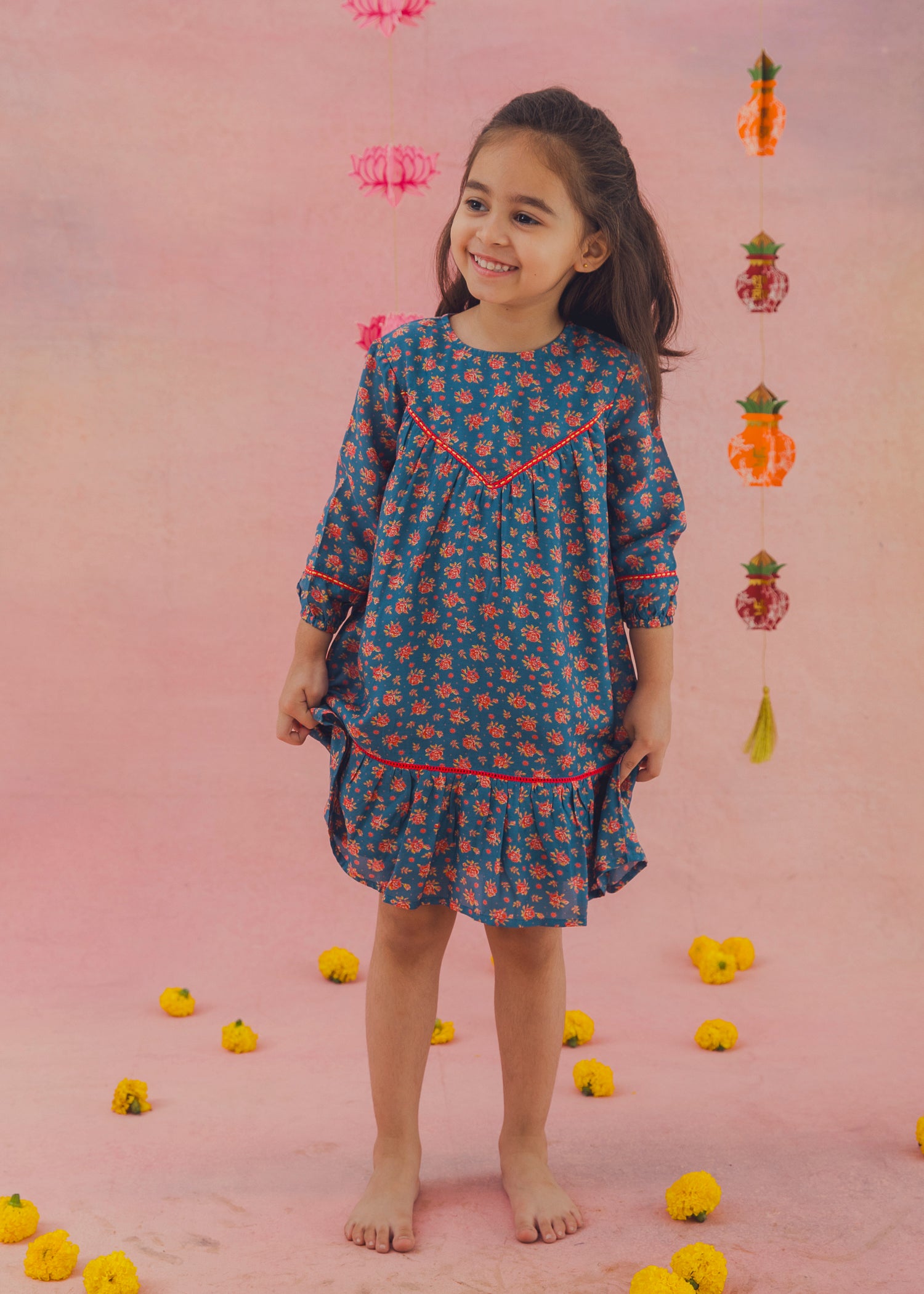 Victoria Festive Dress– Teal (2-12Yrs)