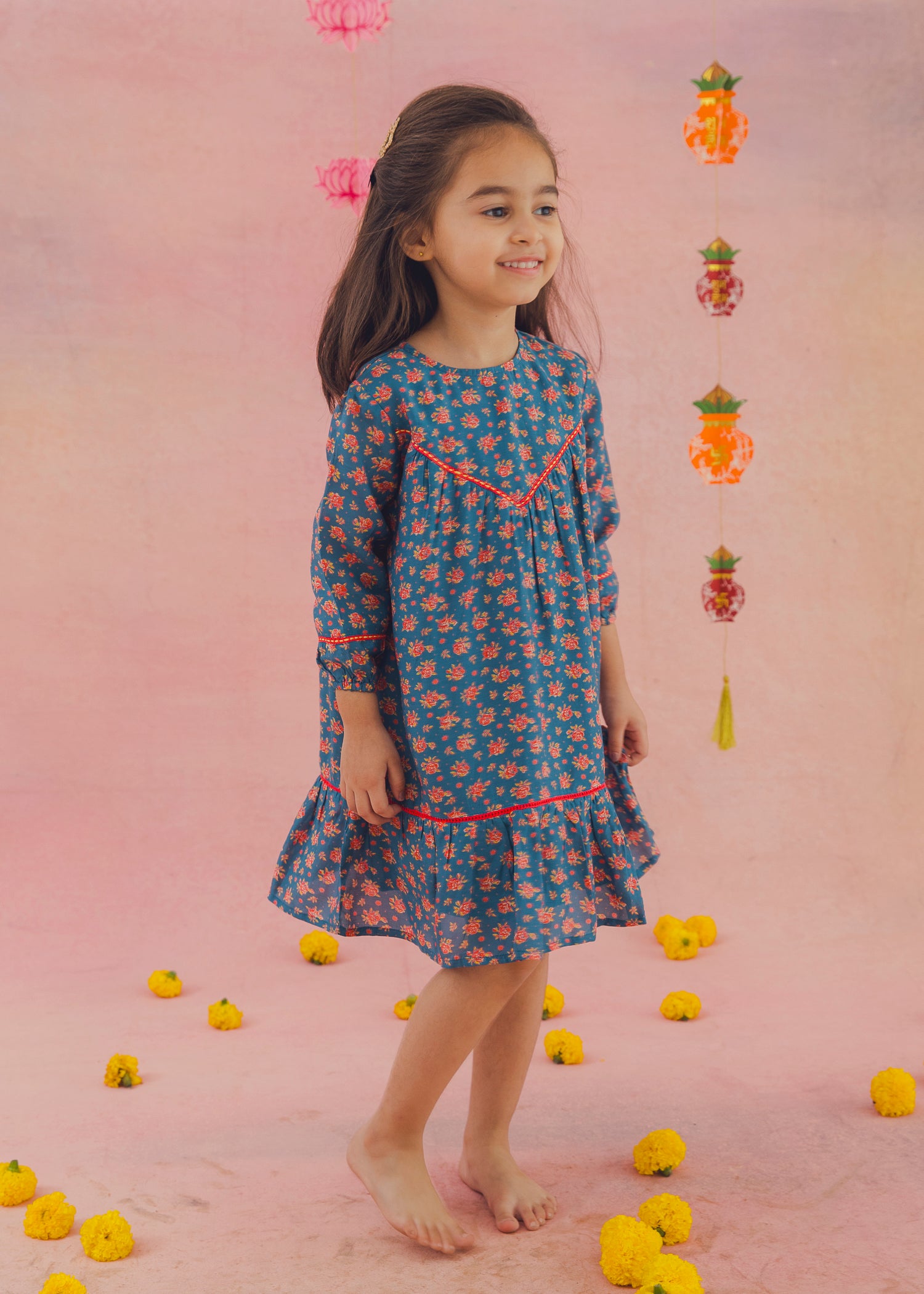 Victoria Festive Dress– Teal (2-12Yrs)