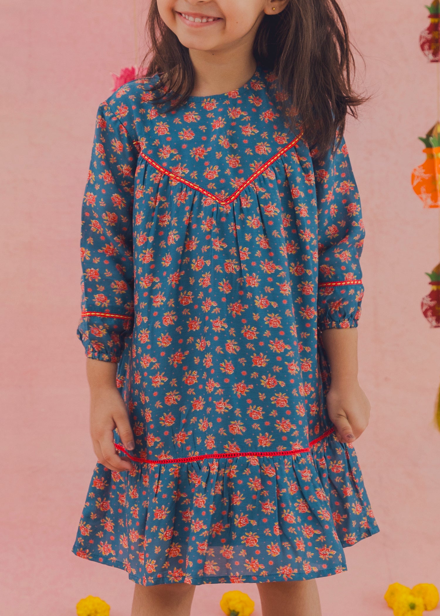 Victoria Festive Dress– Teal (2-12Yrs)