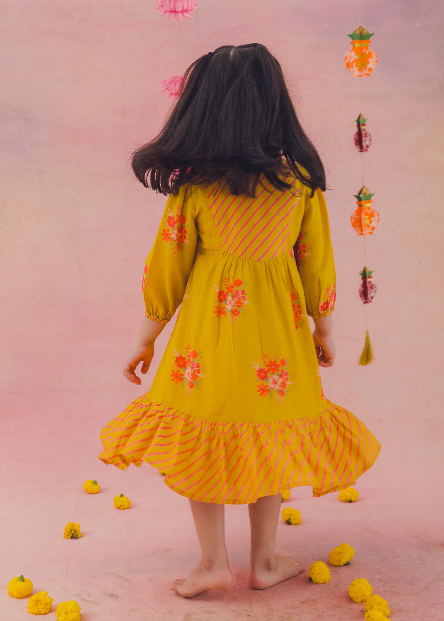 Mirage Tiered Festive Dress– Mustard (2-12Yrs)