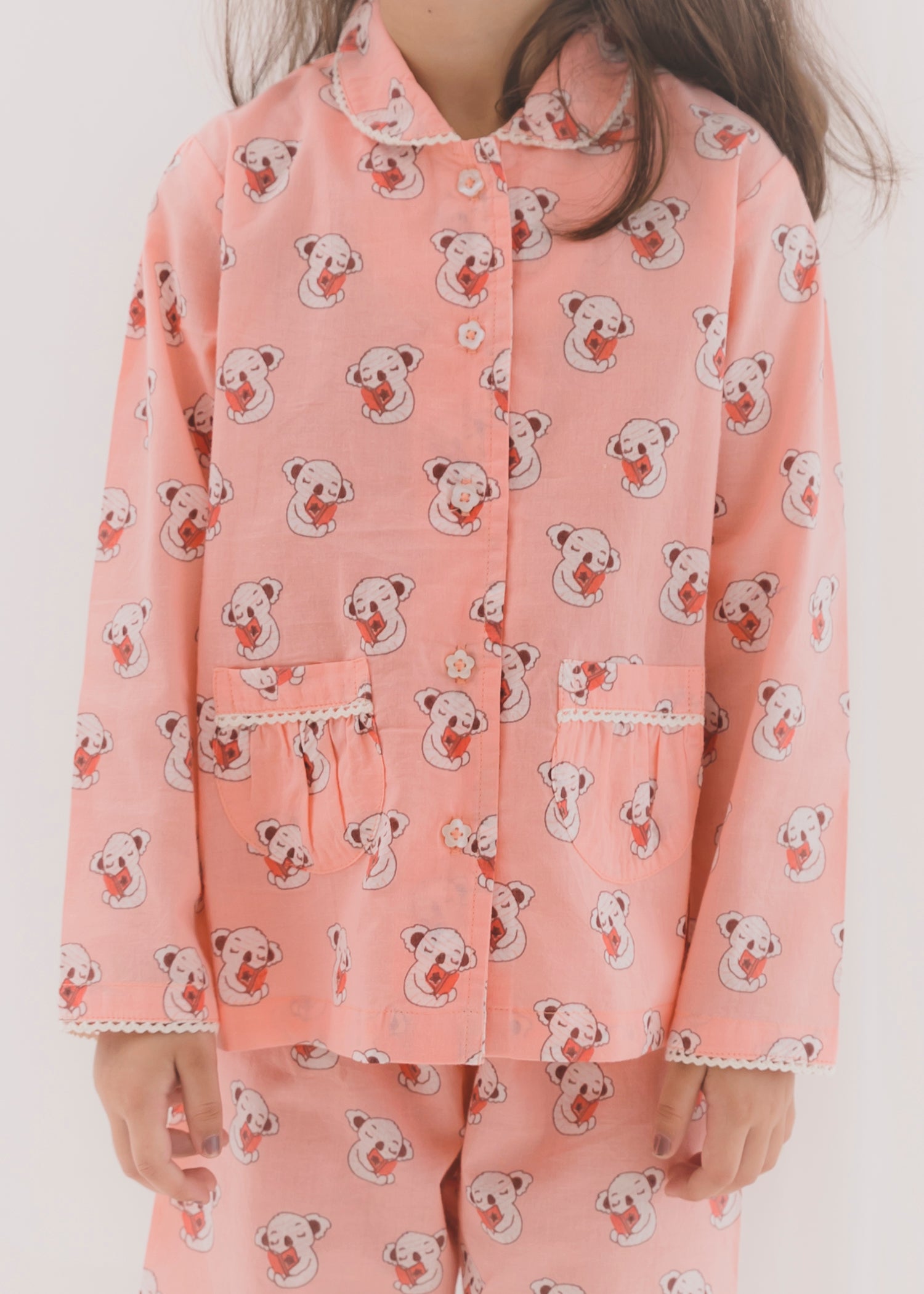 Teddy Light Pink Cotton Unisex Nightsuit Baby (3-12 months)