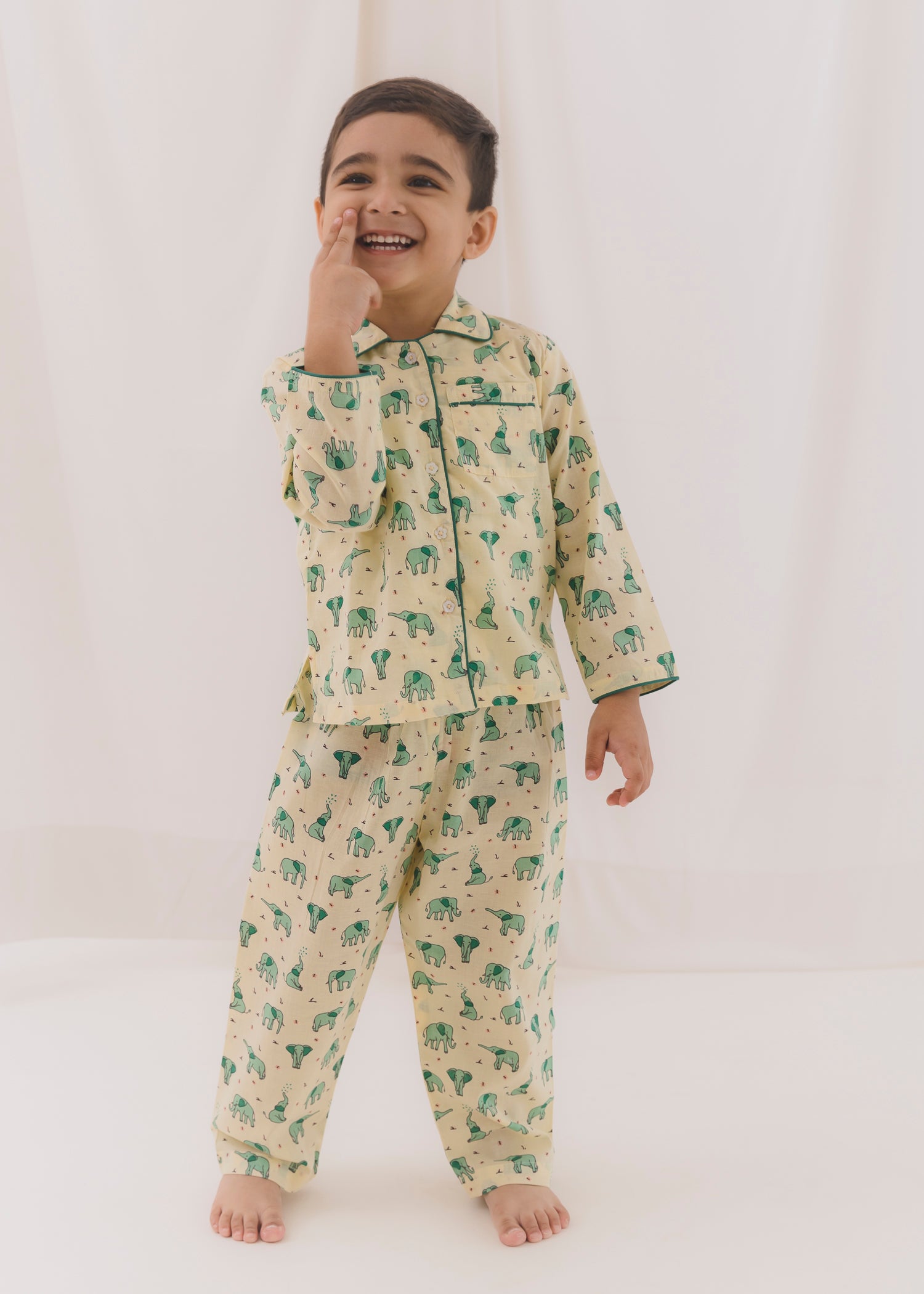 Tusky Creme Sleeves Cotton Nightsuit (1-12Yrs)
