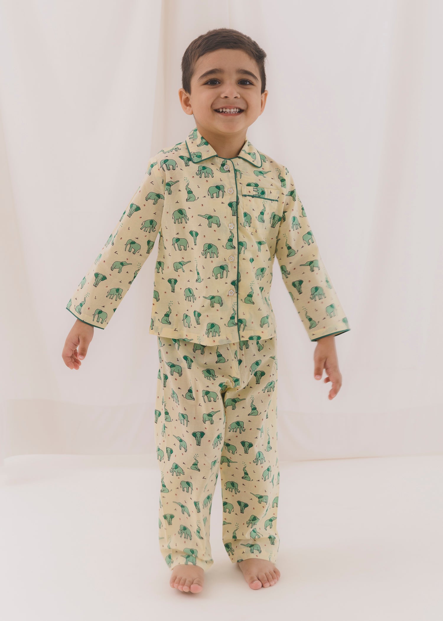 Tusky Creme Sleeves Cotton Nightsuit (1-12Yrs)