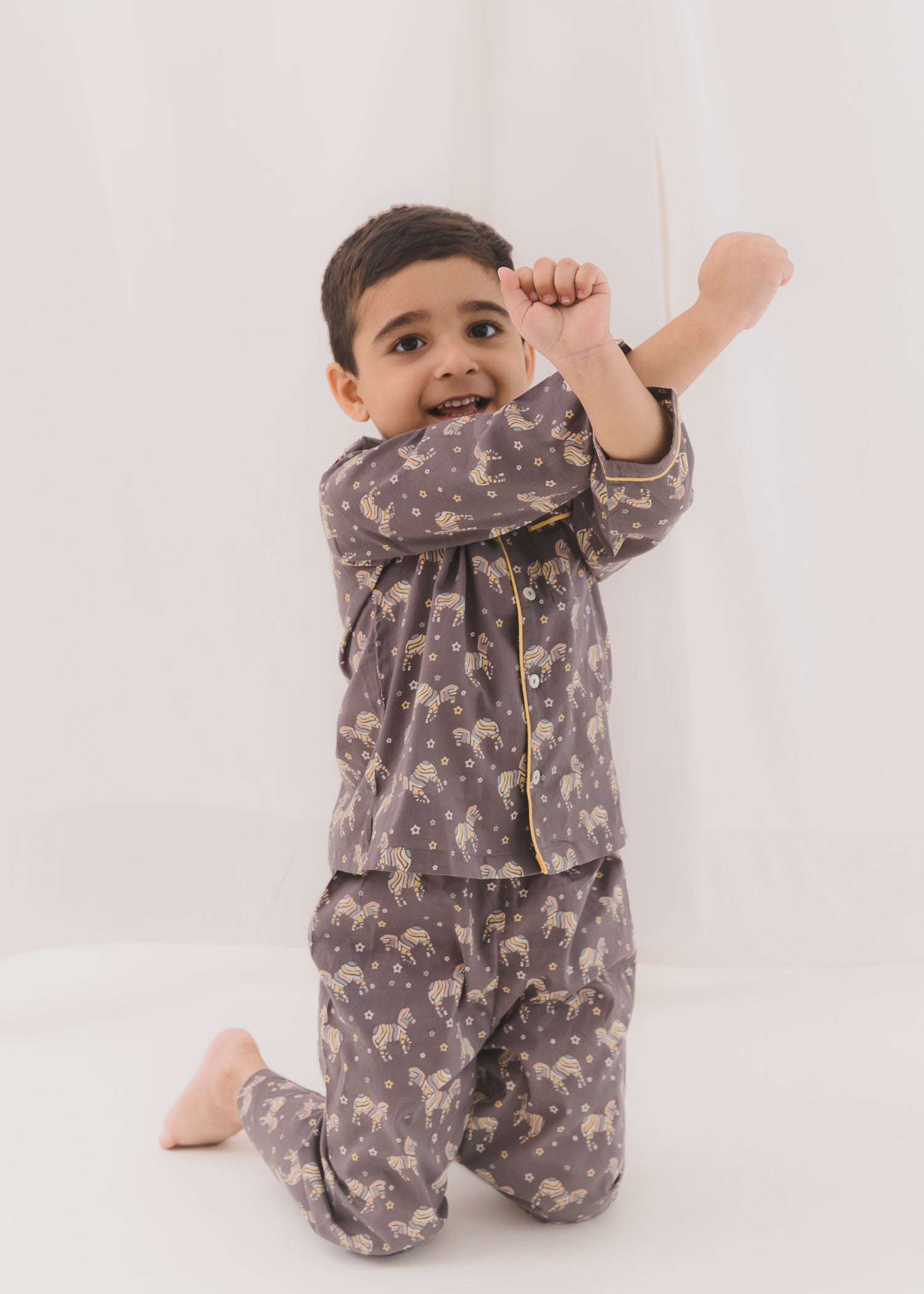 Zeb Grey Cotton Unisex Nightsuit Baby (3-12 months)