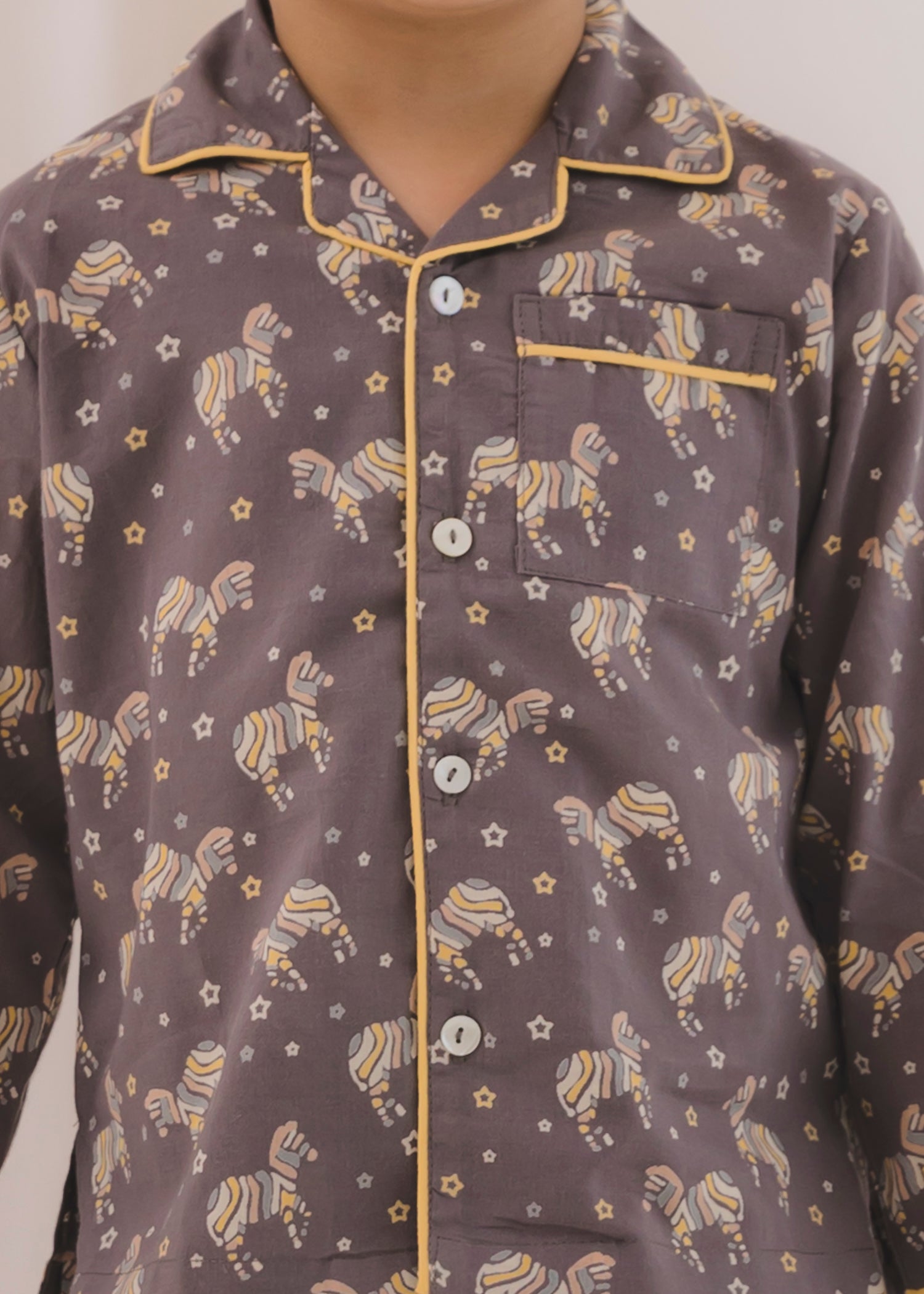 Zeb Grey Full Sleeves Cotton Nightsuit (1-12Yrs)