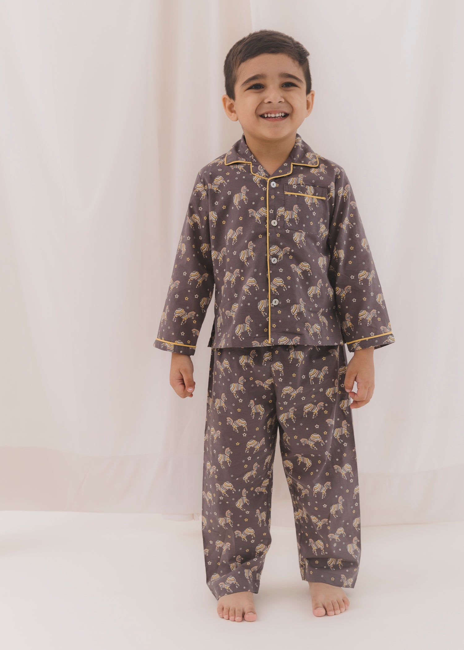 Zeb Grey Cotton Unisex Nightsuit Baby (3-12 months)