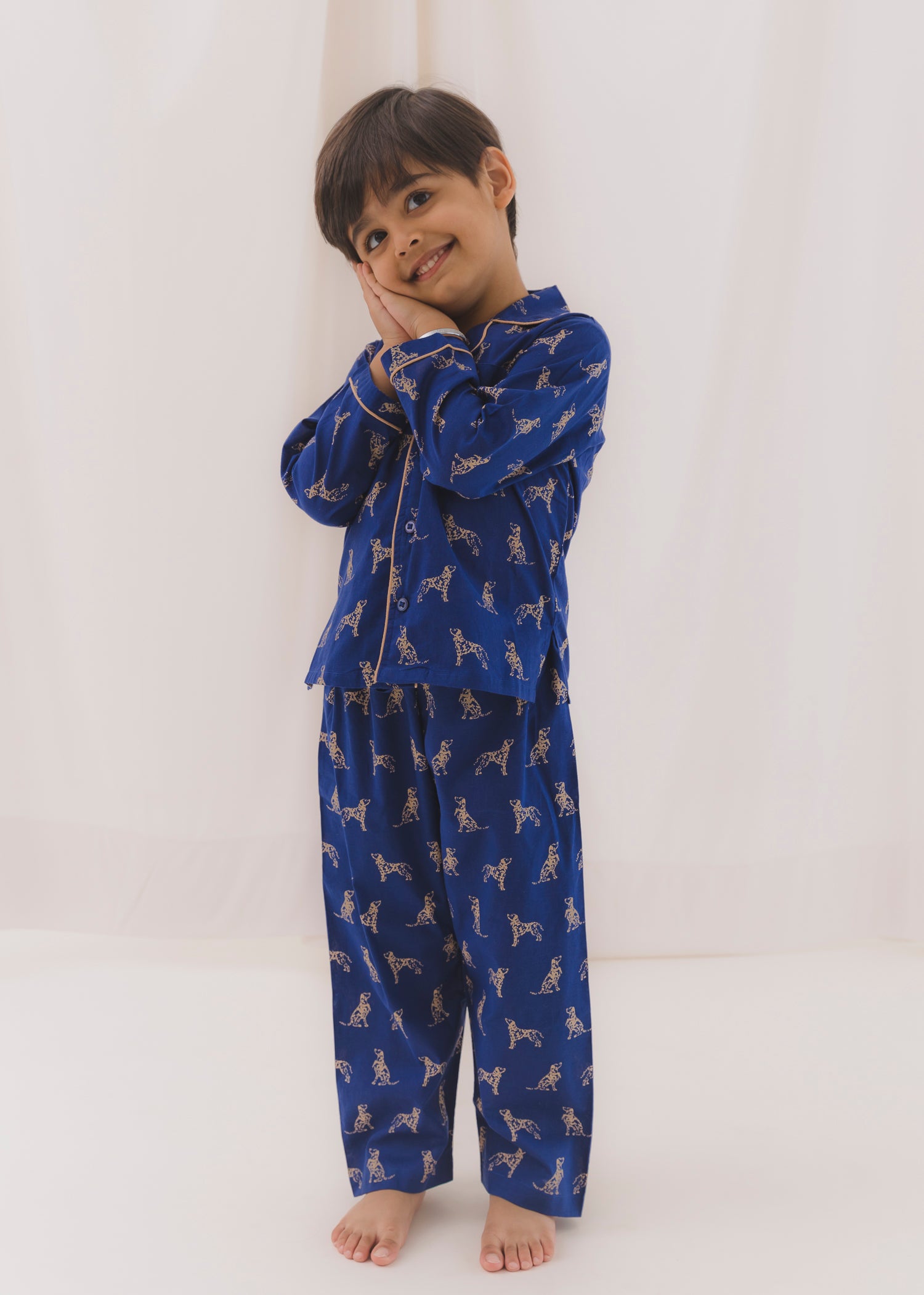 Dalmatian Blue Full Sleeves Cotton Nightsuit (1-12Yrs)