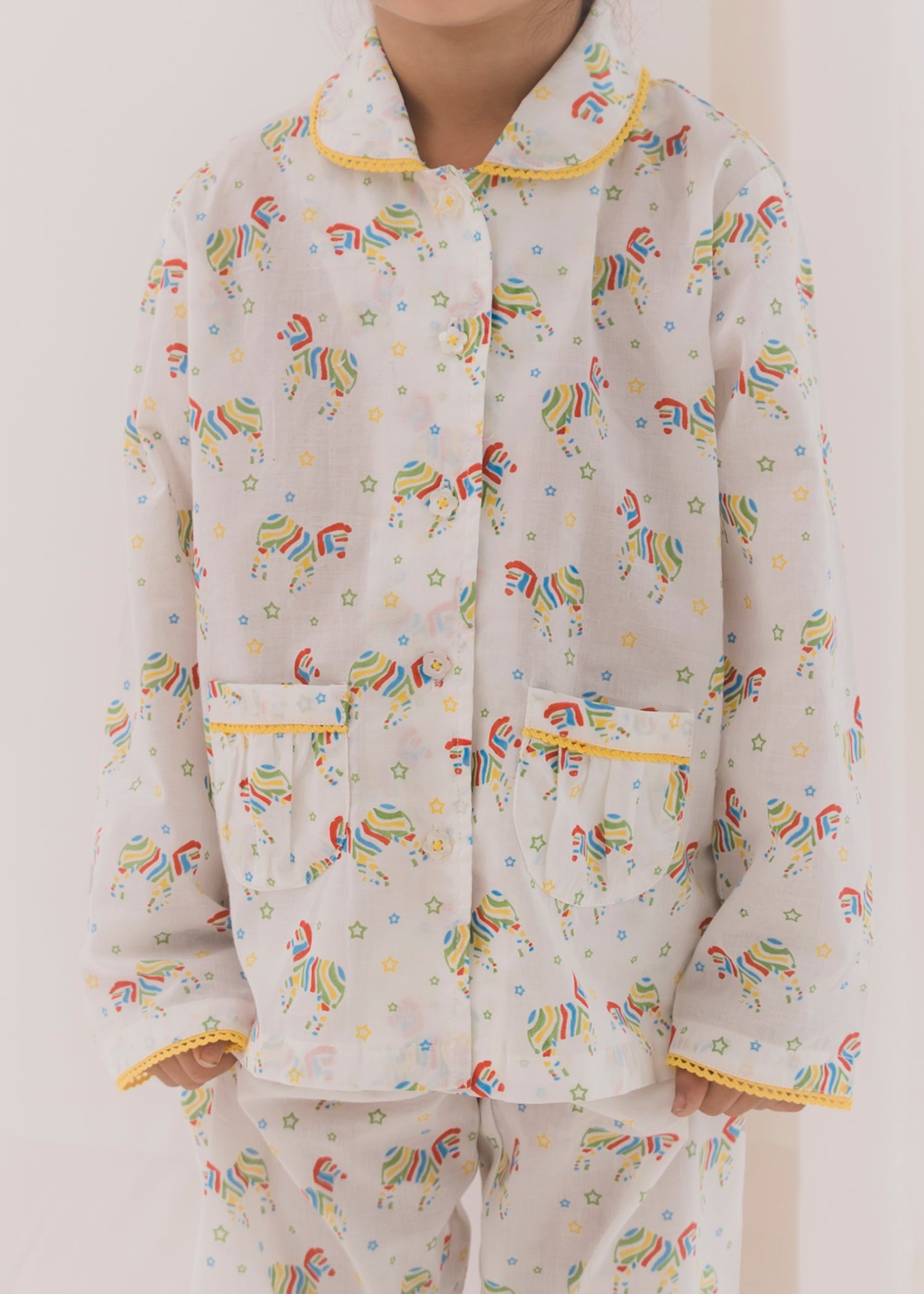 Zeb White Full Sleeves Cotton Nightsuit (1-12 Yrs)