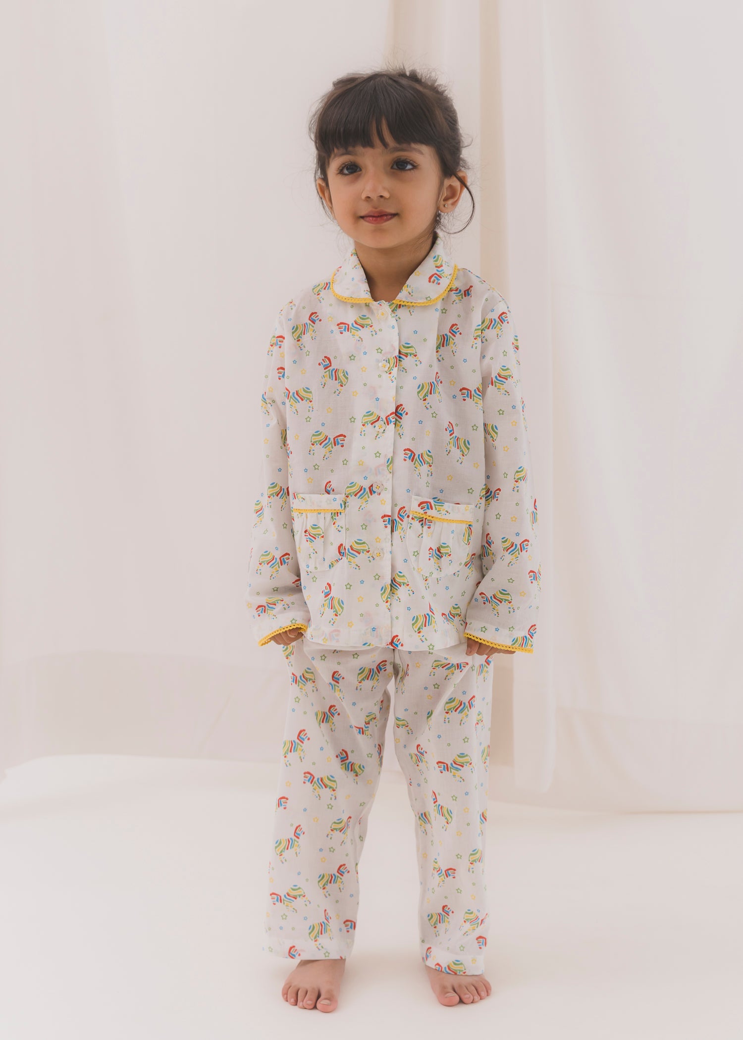 Zeb White Full Sleeves Cotton Nightsuit (1-12 Yrs)
