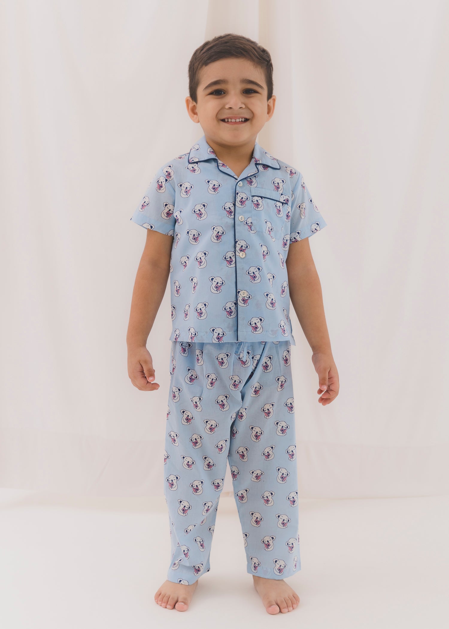 Teddy Blue Half Sleeves Cotton Nightsuit (1-12Yrs)