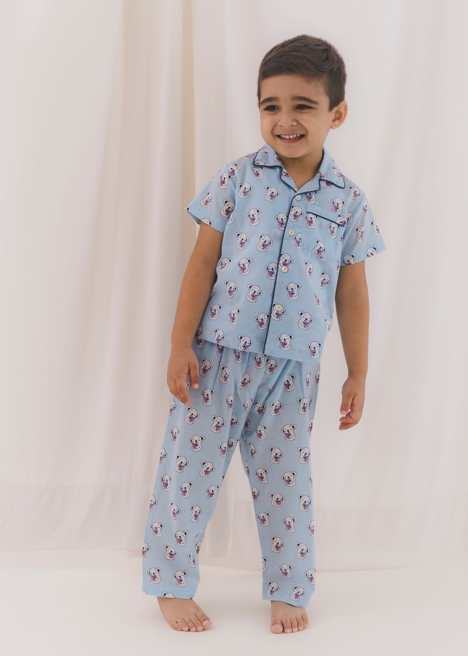 Teddy Blue Half Sleeves Cotton Nightsuit (1-12Yrs)