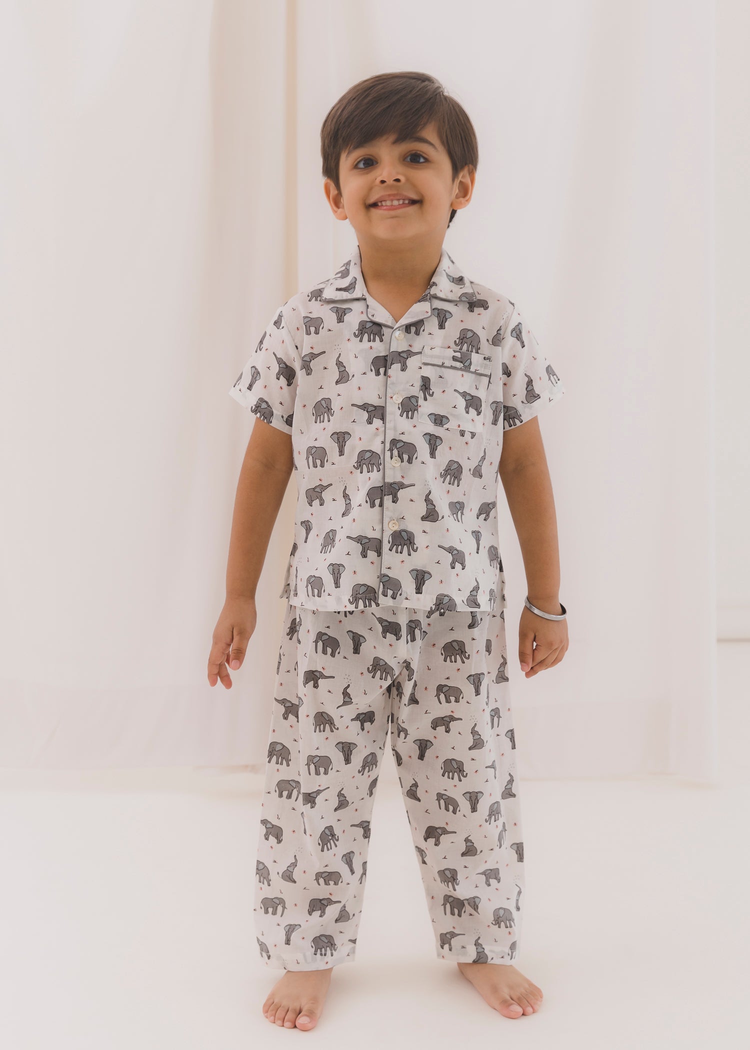 Tusky White Half Sleeves Cotton Nightsuit (1-12Yrs)