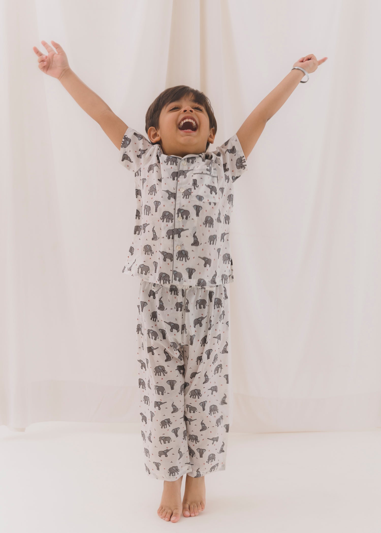 Tusky White Cotton Angrakha Unisex Nightsuit Baby (3-12 months)