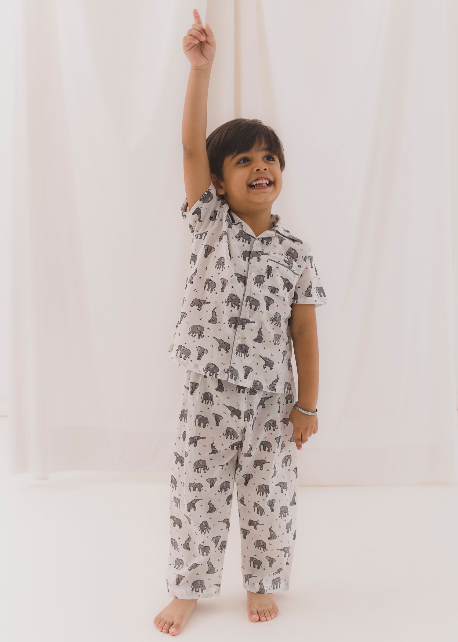 Tusky White Cotton Angrakha Unisex Nightsuit Baby (3-12 months)