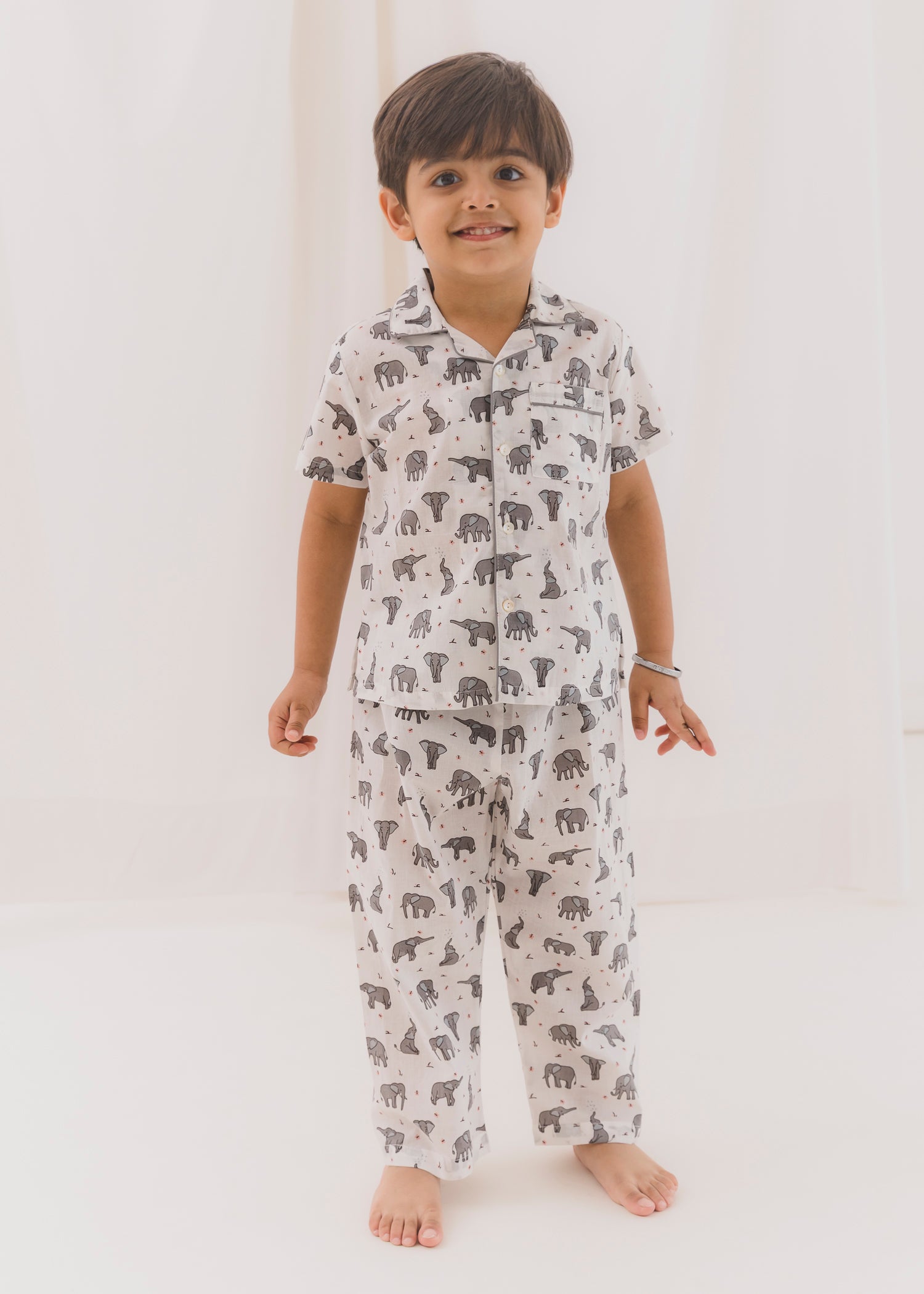 Tusky White Cotton Angrakha Unisex Nightsuit Baby (3-12 months)