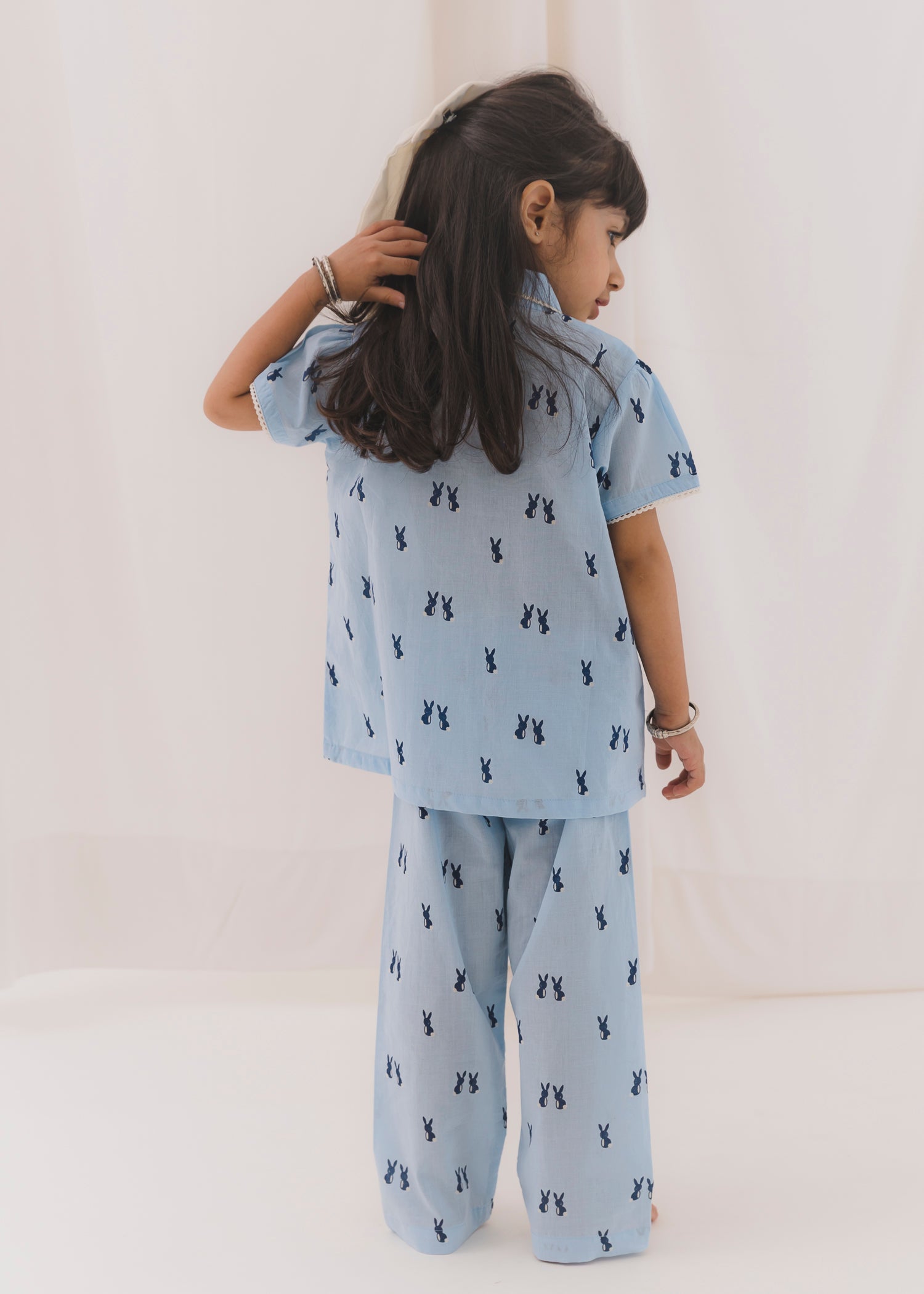 Rabbir Blue Half Sleeves Cotton Nightsuit (1-12 Yrs)