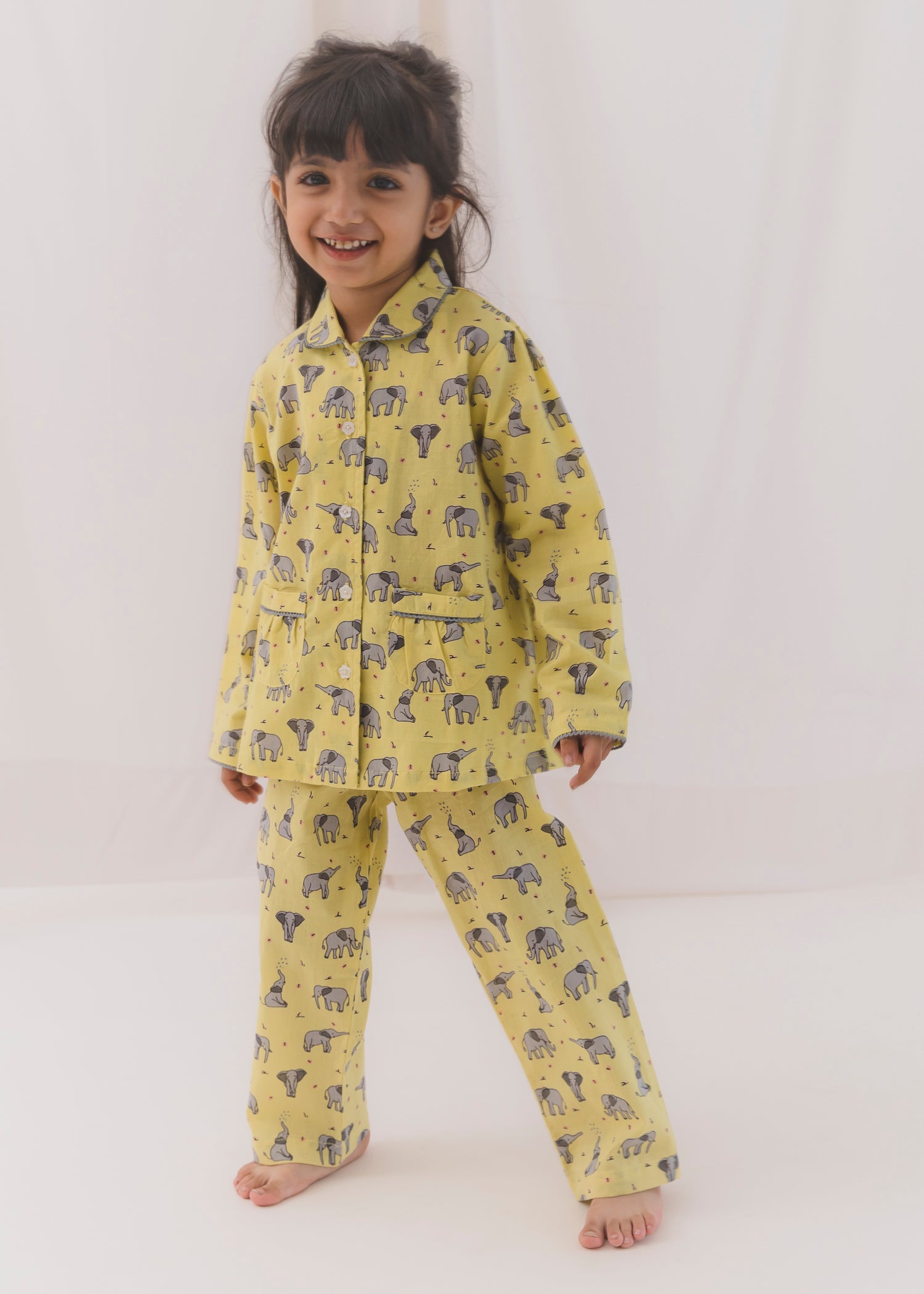 Tusky Yellow Cotton Angrakha Unisex Nightsuit Baby (3-12 months)