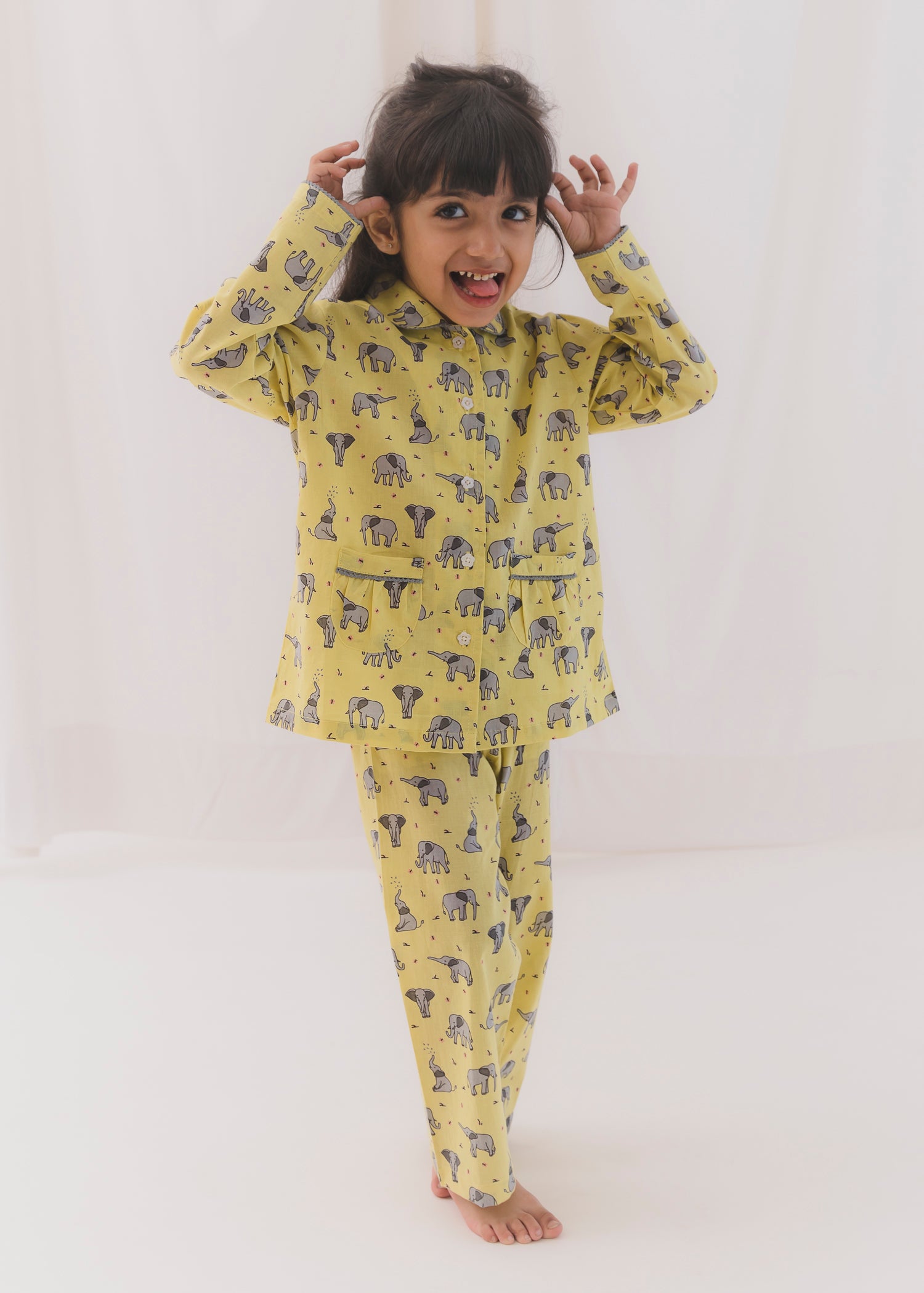 Tusky Yellow Cotton Angrakha Unisex Nightsuit Baby (3-12 months)