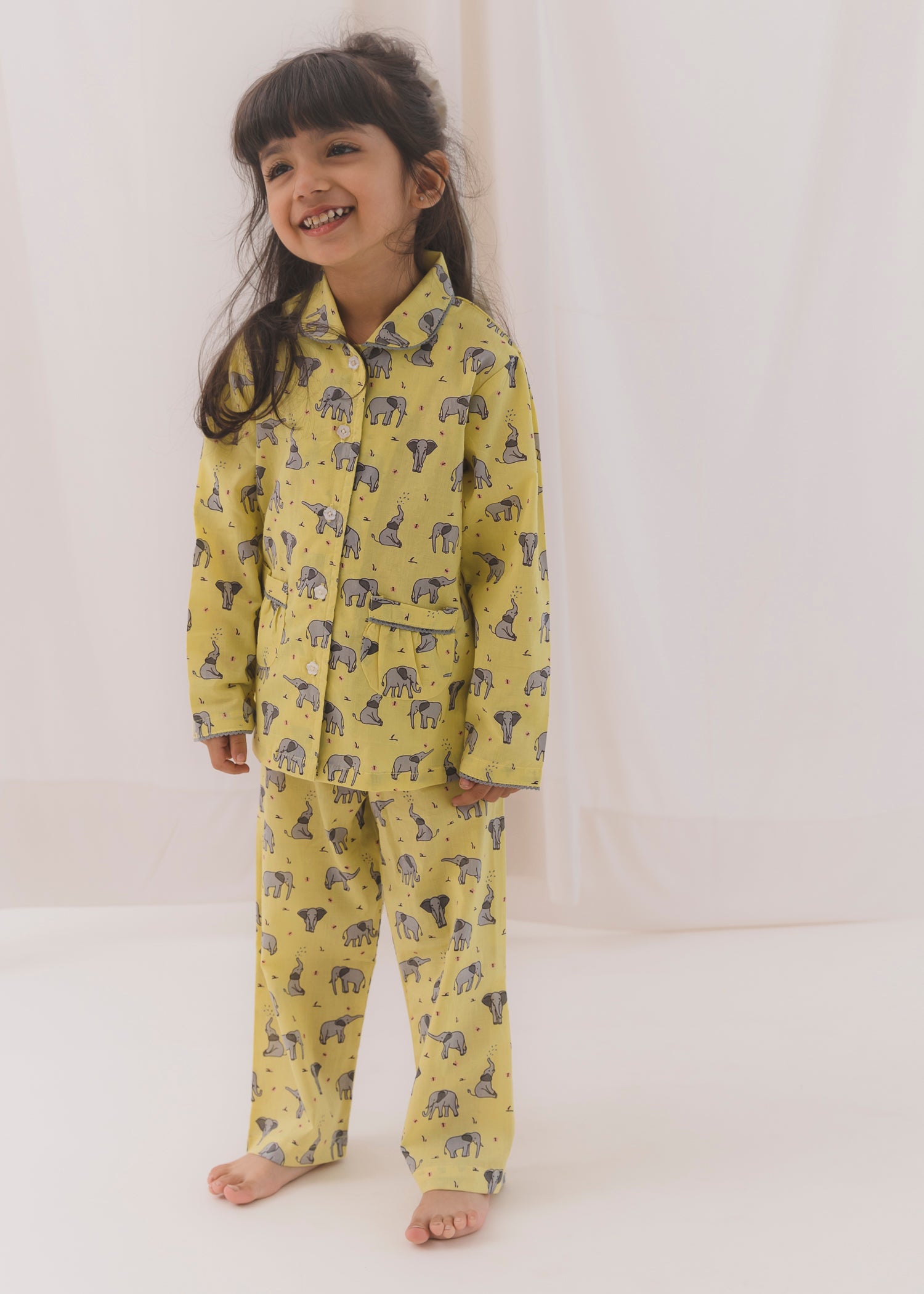 Tusky Yellow Cotton Angrakha Unisex Nightsuit Baby (3-12 months)