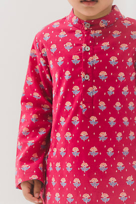 Kusum Cotton Kurta-Maroon (12 Month to 12 Year)