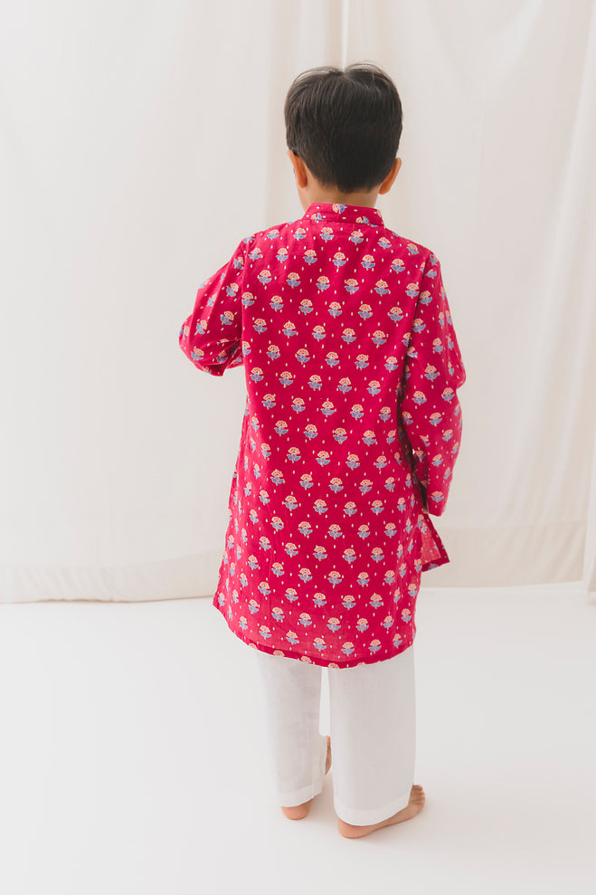 Kusum Cotton Kurta-Maroon (12 Month to 12 Year)
