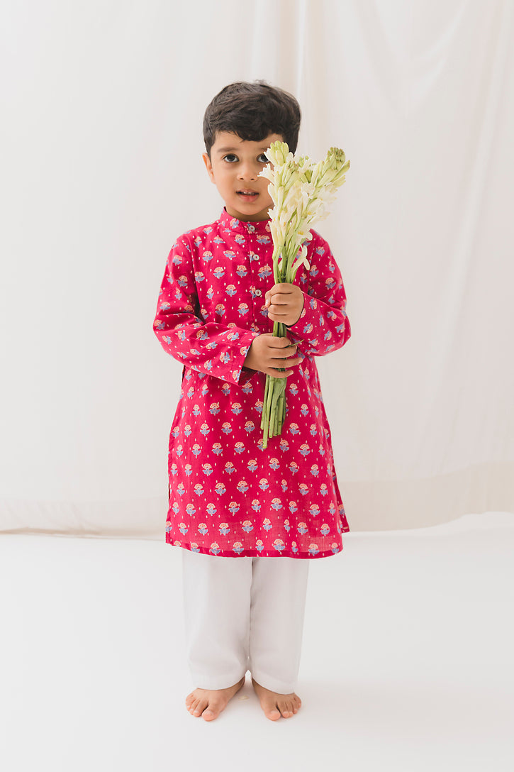 Kusum Cotton Kurta-Maroon (12 Month to 12 Year)