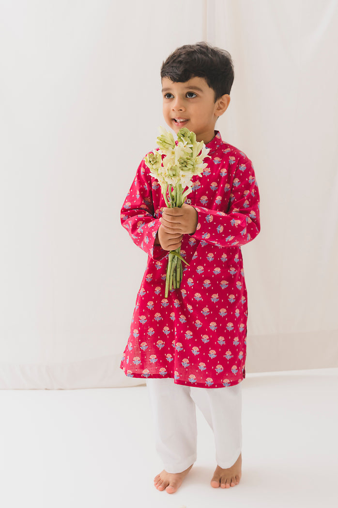 Kusum Cotton Kurta-Maroon (12 Month to 12 Year)