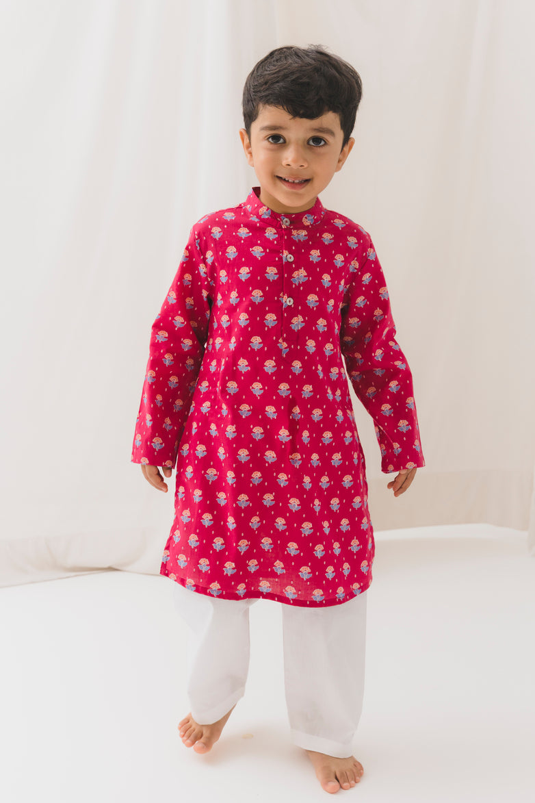 Kusum Cotton Kurta-Maroon (12 Month to 12 Year)