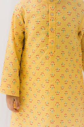 Kusum Cotton Kurta-Yellow (12 Month to 12 Year)