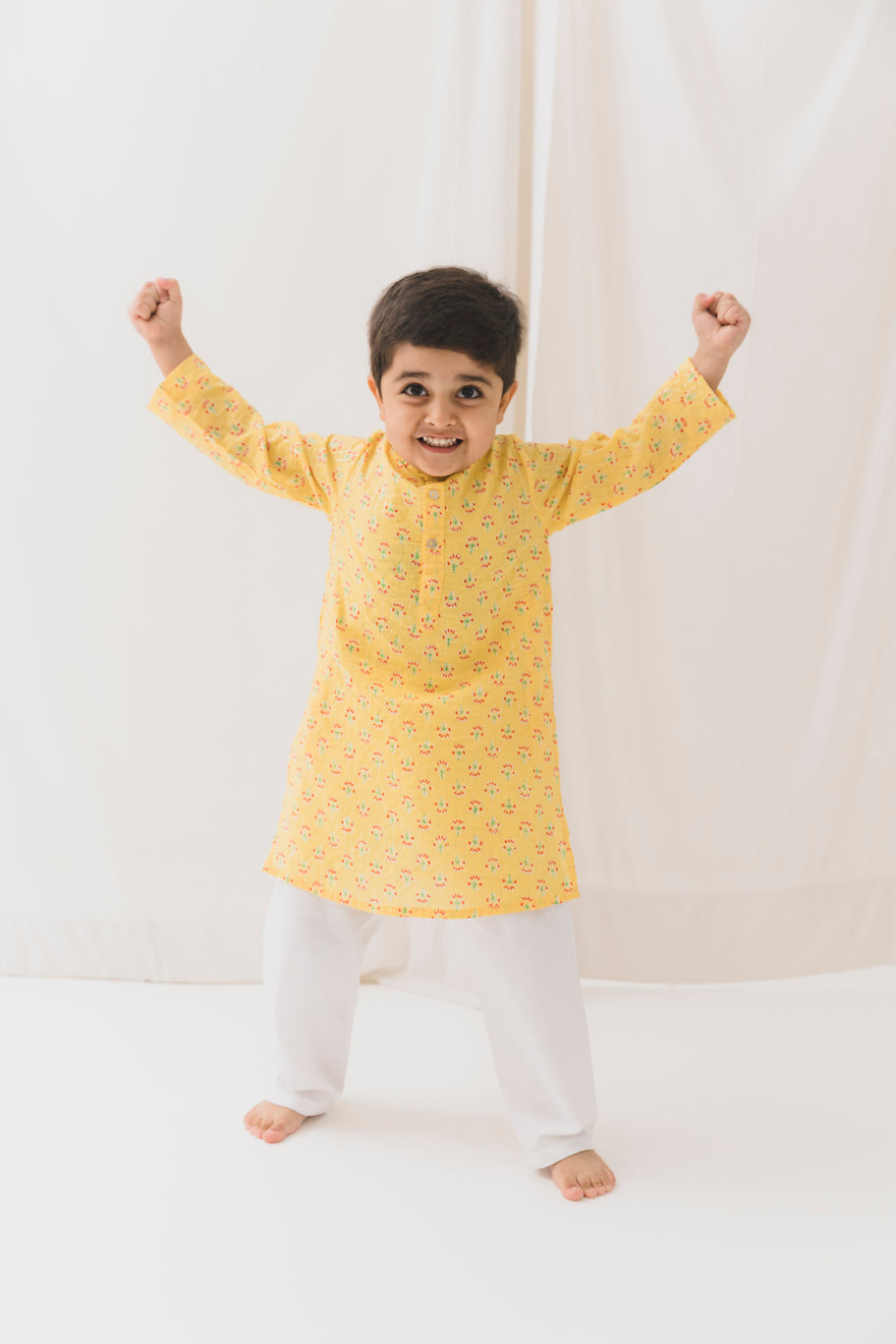 Kusum Cotton Kurta-Yellow (12 Month to 12 Year)