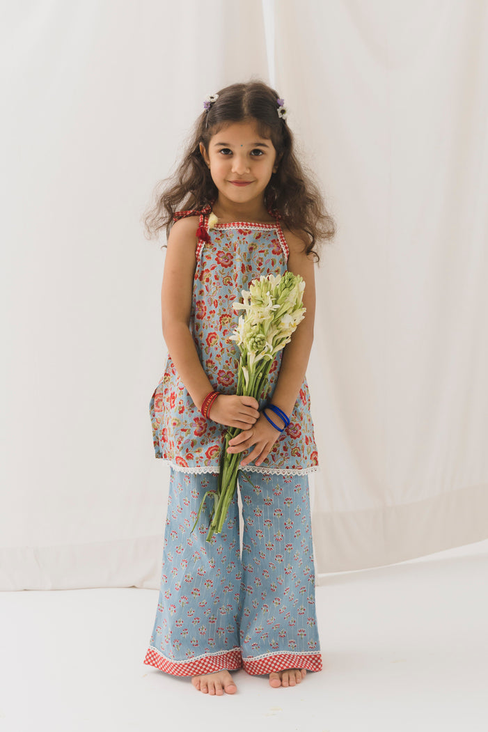 Olivia Cotton Kurta Pant Set-Blue ( 2 Year to 12 Year)