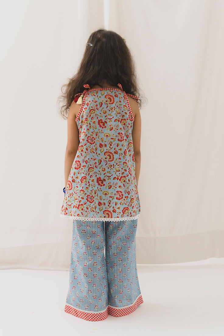 Olivia Cotton Kurta Pant Set-Blue ( 2 Year to 12 Year)