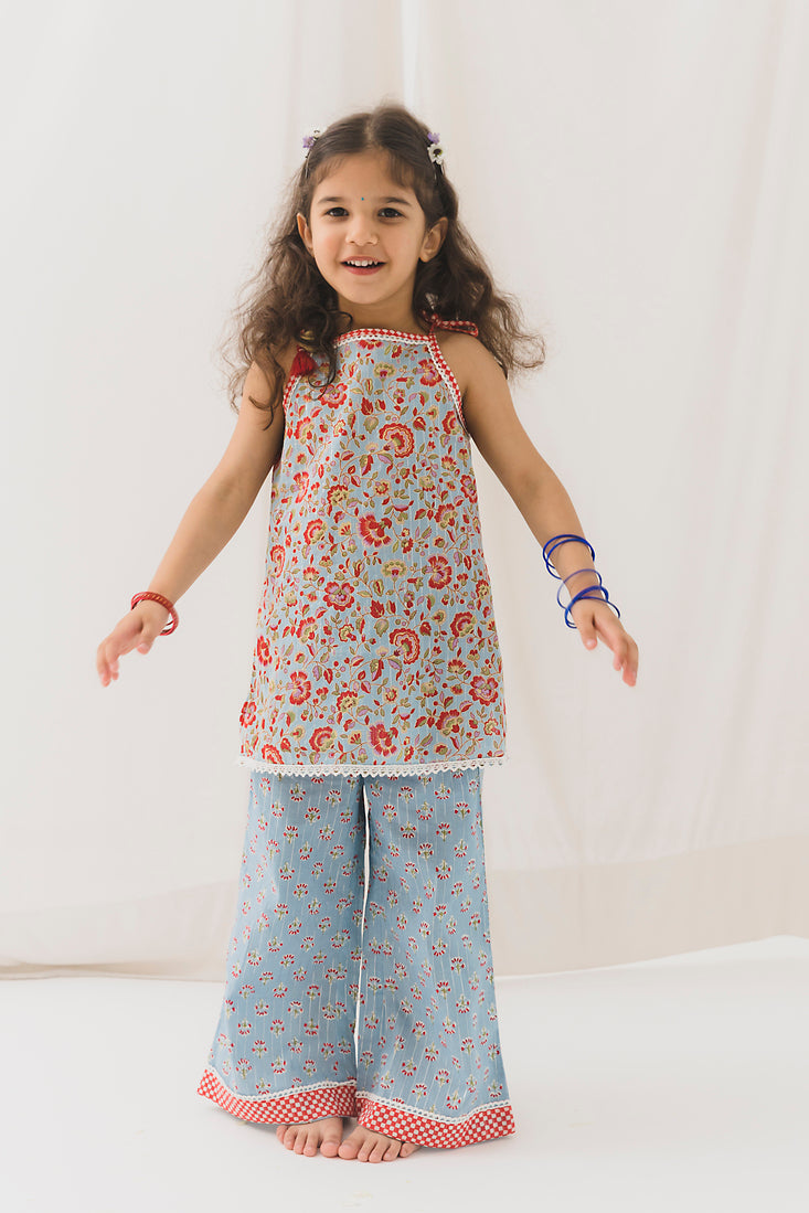 Olivia Cotton Kurta Pant Set-Blue ( 2 Year to 12 Year)