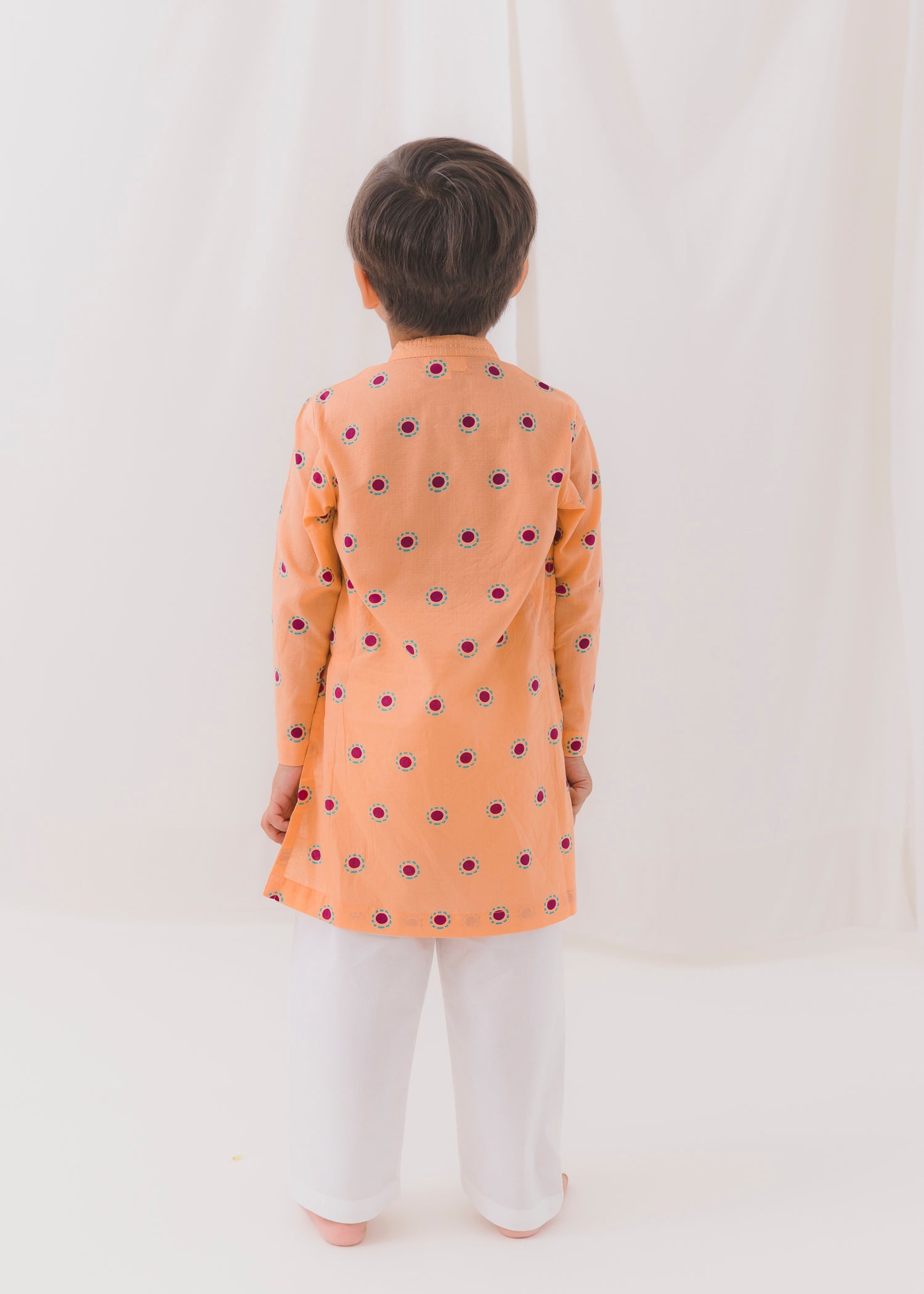 TBS Bindi Cotton Dobby Kurta-Peach (6 Month to 14 Year)