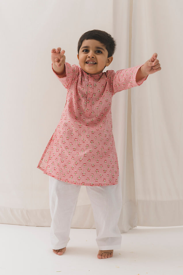 Kusum Cotton Kurta-Pink (12 Month to 12 Year)