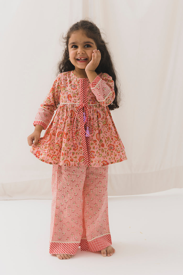 Nishi Cotton Top Pant Set-Pink ( 2 Year to 12 Year)