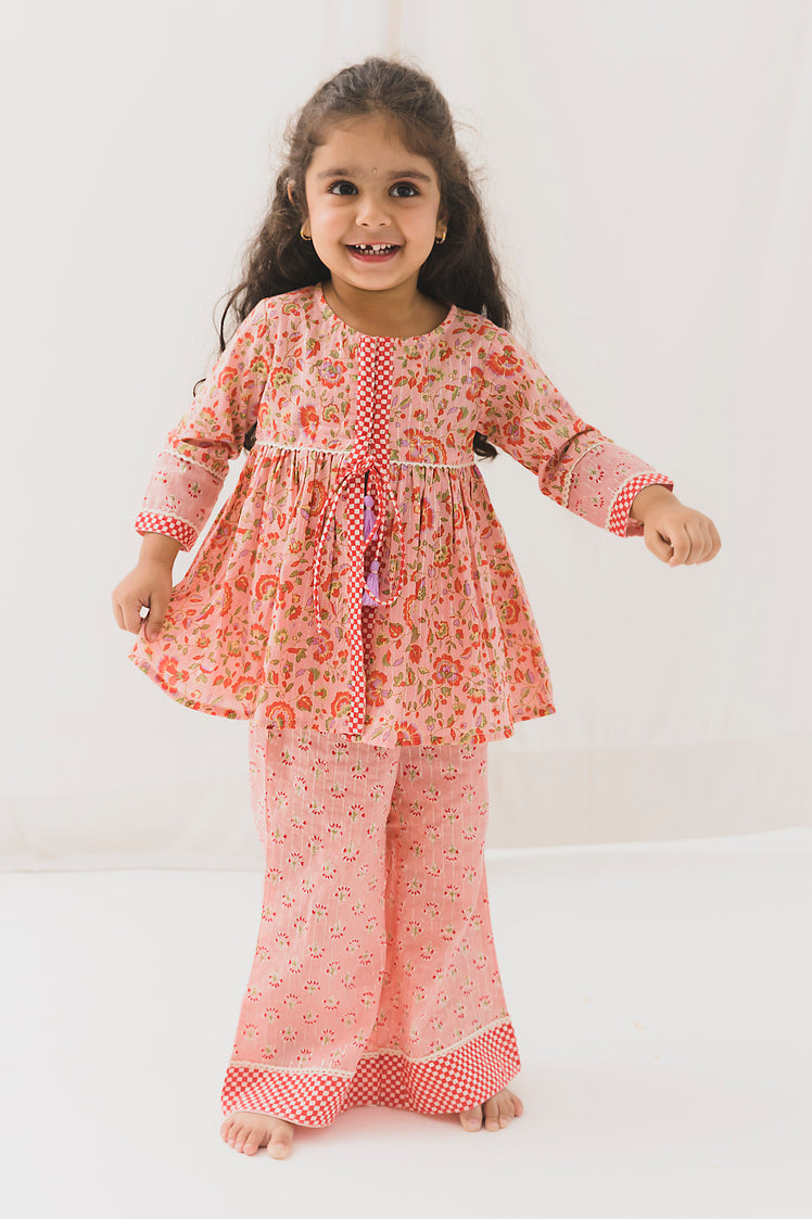 Nishi Cotton Top Pant Set-Pink ( 2 Year to 12 Year)