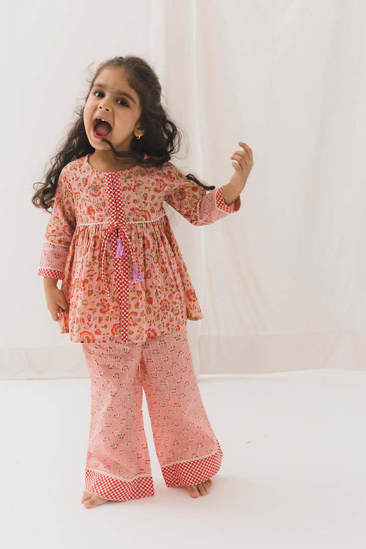 Nishi Cotton Top Pant Set-Pink ( 2 Year to 12 Year)