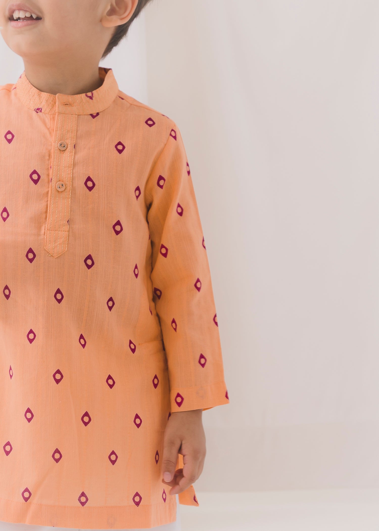 TBS Diamond Cotton Dobby Kurta-Peach (6 Month to 14 Year)