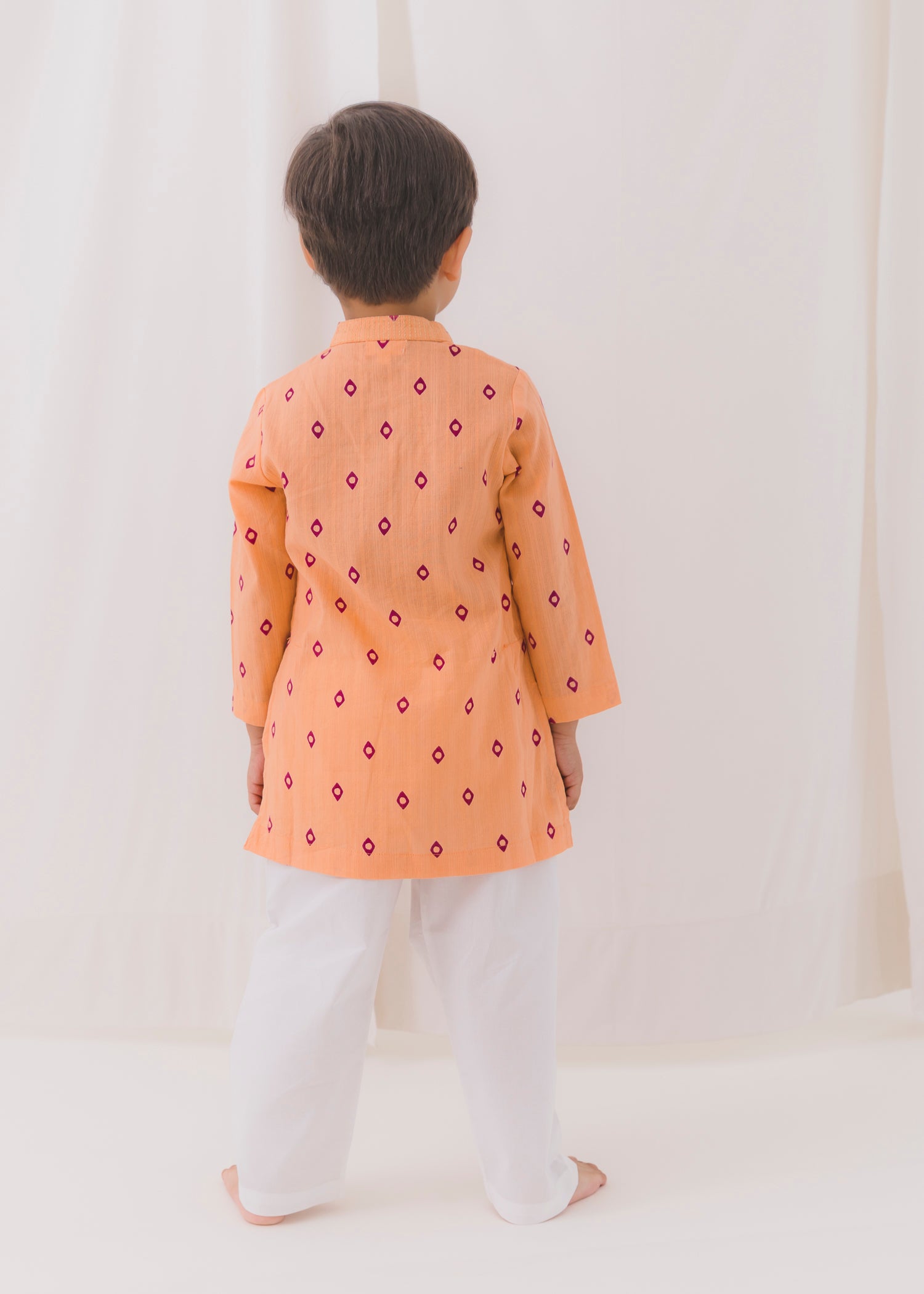 TBS Diamond Cotton Dobby Kurta-Peach (6 Month to 14 Year)
