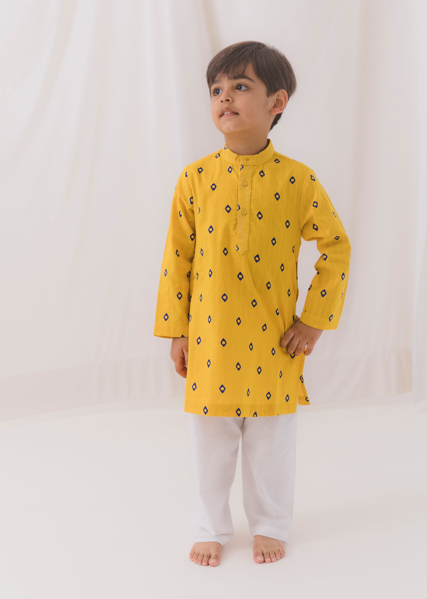 TBS Diamond Cotton Dobby Kurta-Yellow (6 Month to 14 Year)