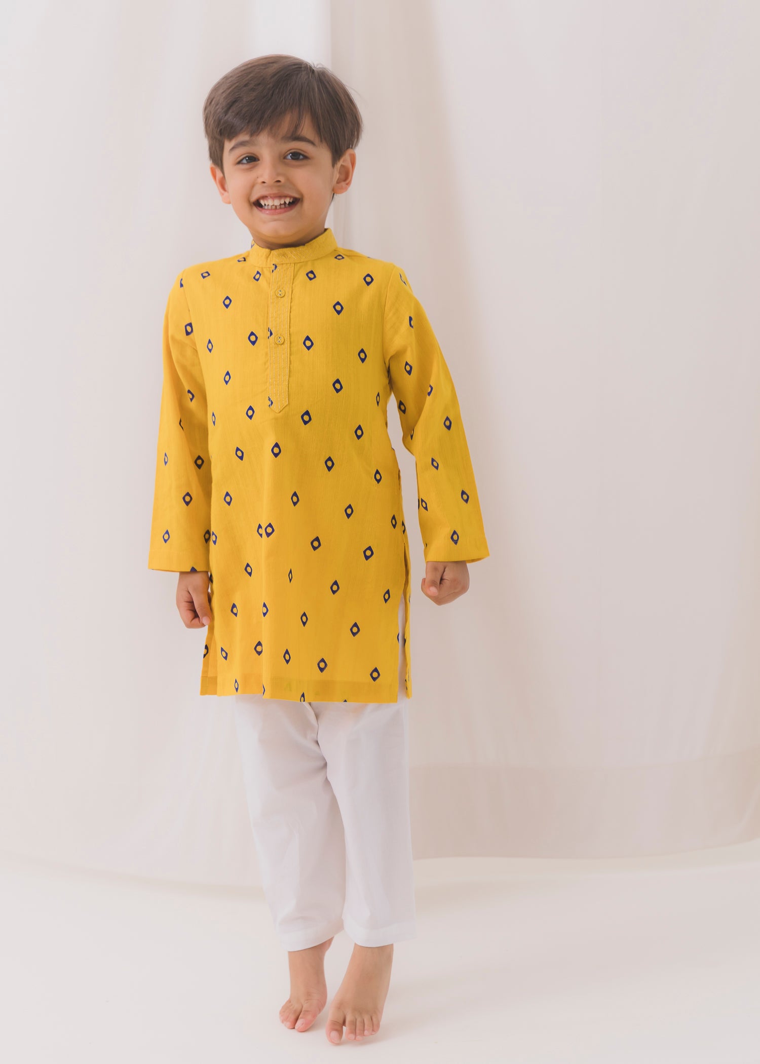 TBS Diamond Cotton Dobby Kurta-Yellow (6 Month to 14 Year)