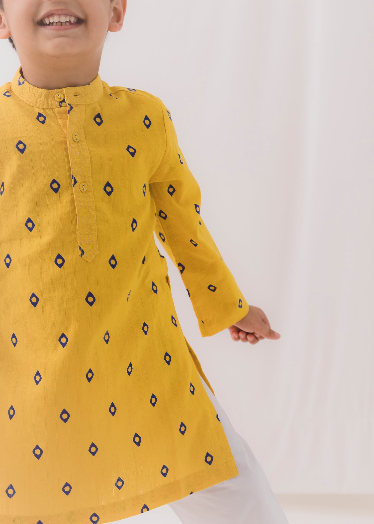 TBS Diamond Cotton Dobby Kurta-Yellow (6 Month to 14 Year)
