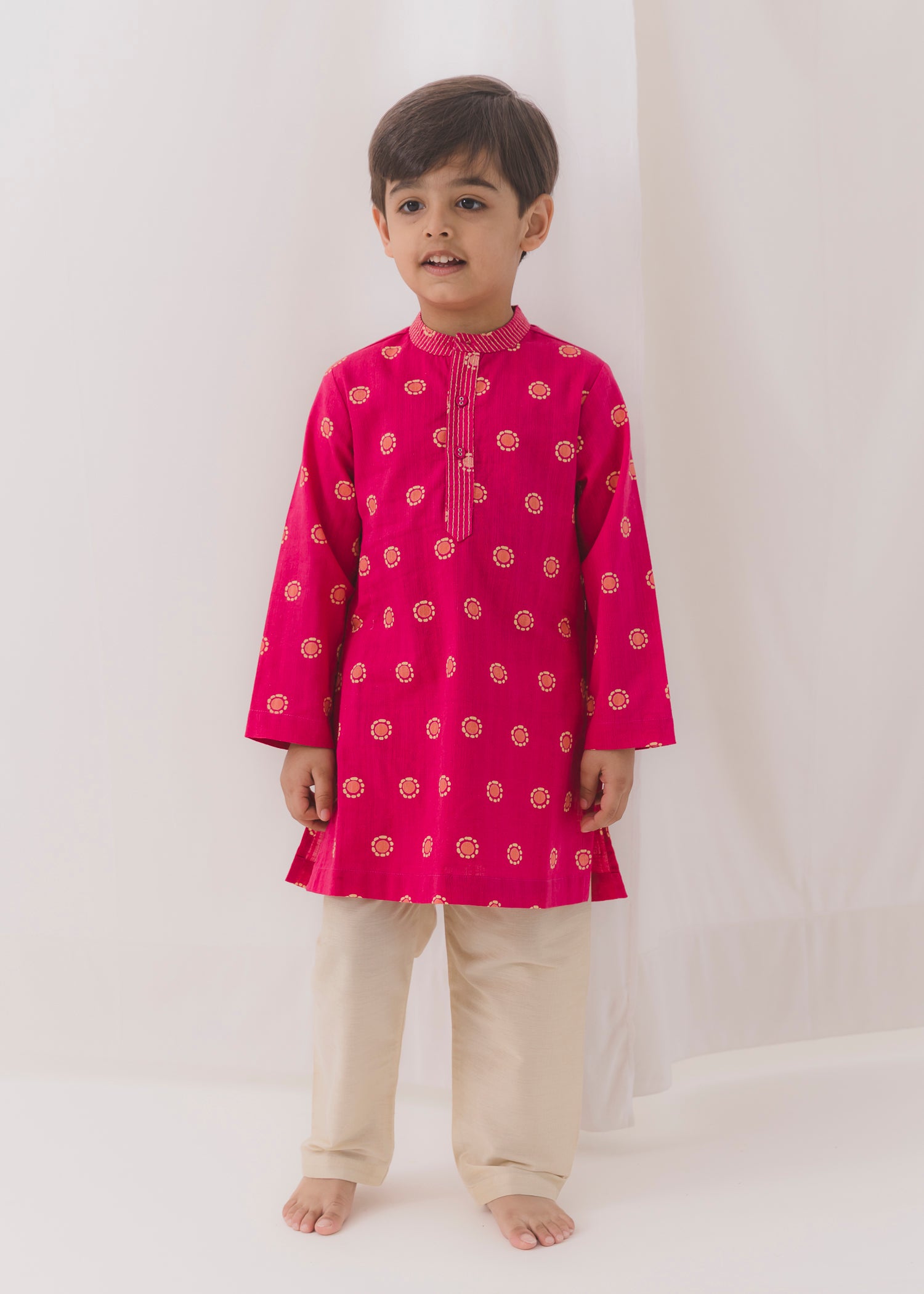 TBS Bindi Cotton Dobby Kurta-Pink (6 Month to 14 Year)
