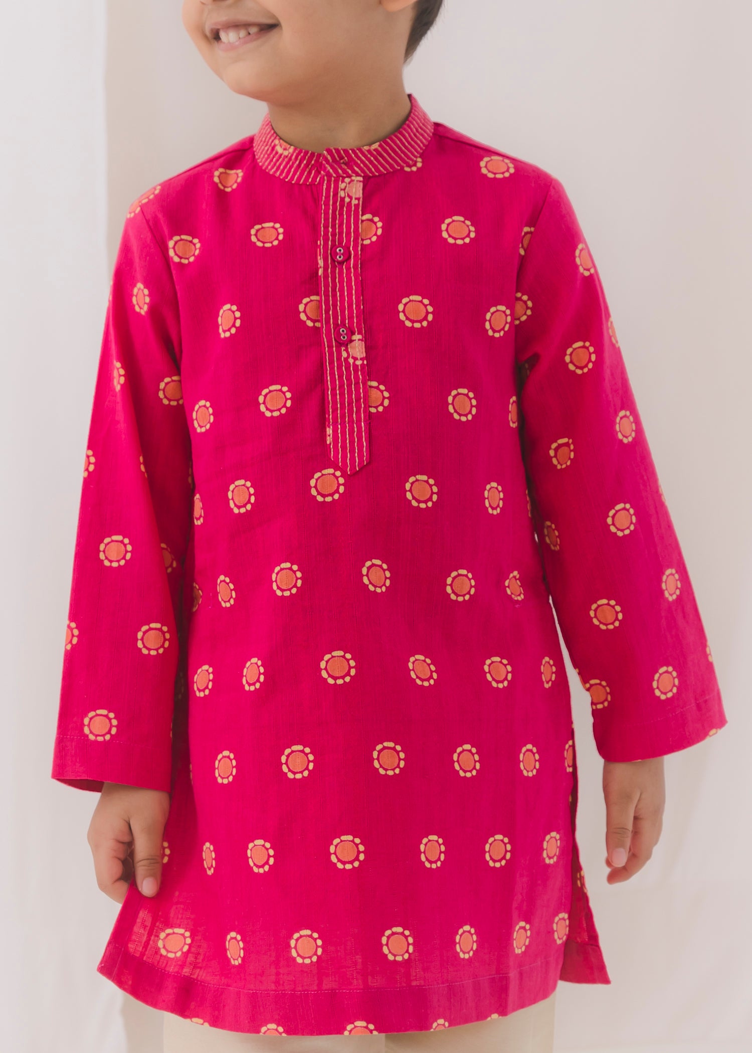 TBS Bindi Cotton Dobby Kurta-Pink (6 Month to 14 Year)