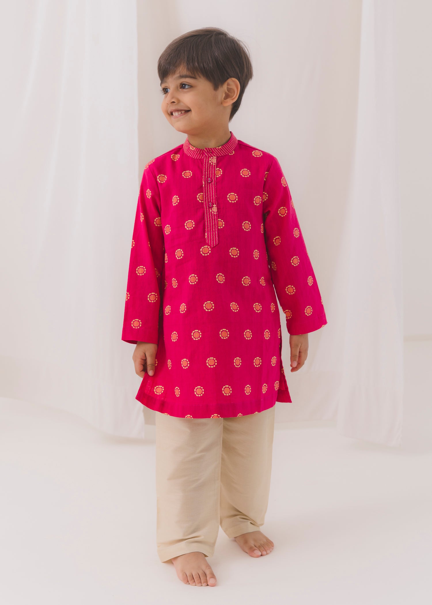 TBS Bindi Cotton Dobby Kurta-Pink (6 Month to 14 Year)
