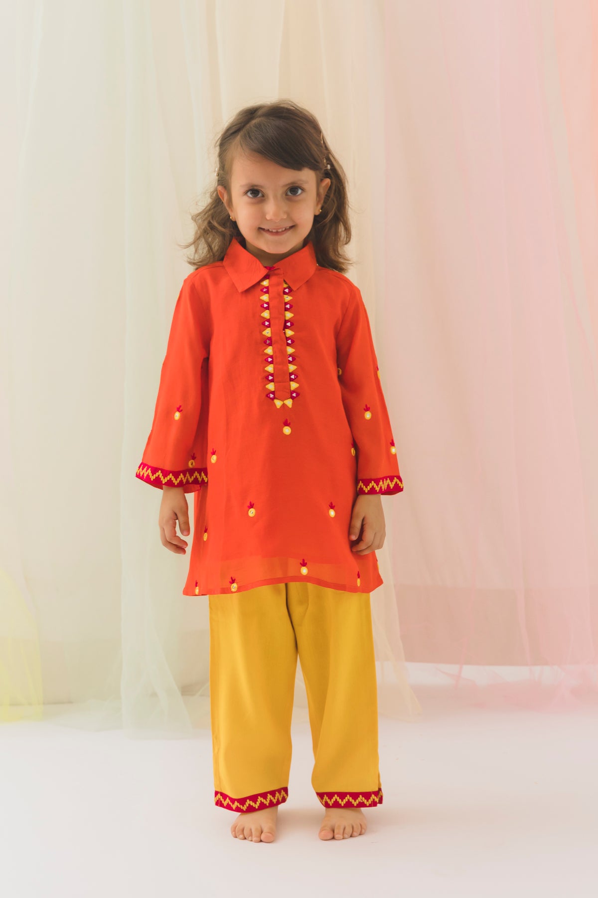 Yashvi Top Pant Set – Orange/Yellow (2 Years to 12 Years)