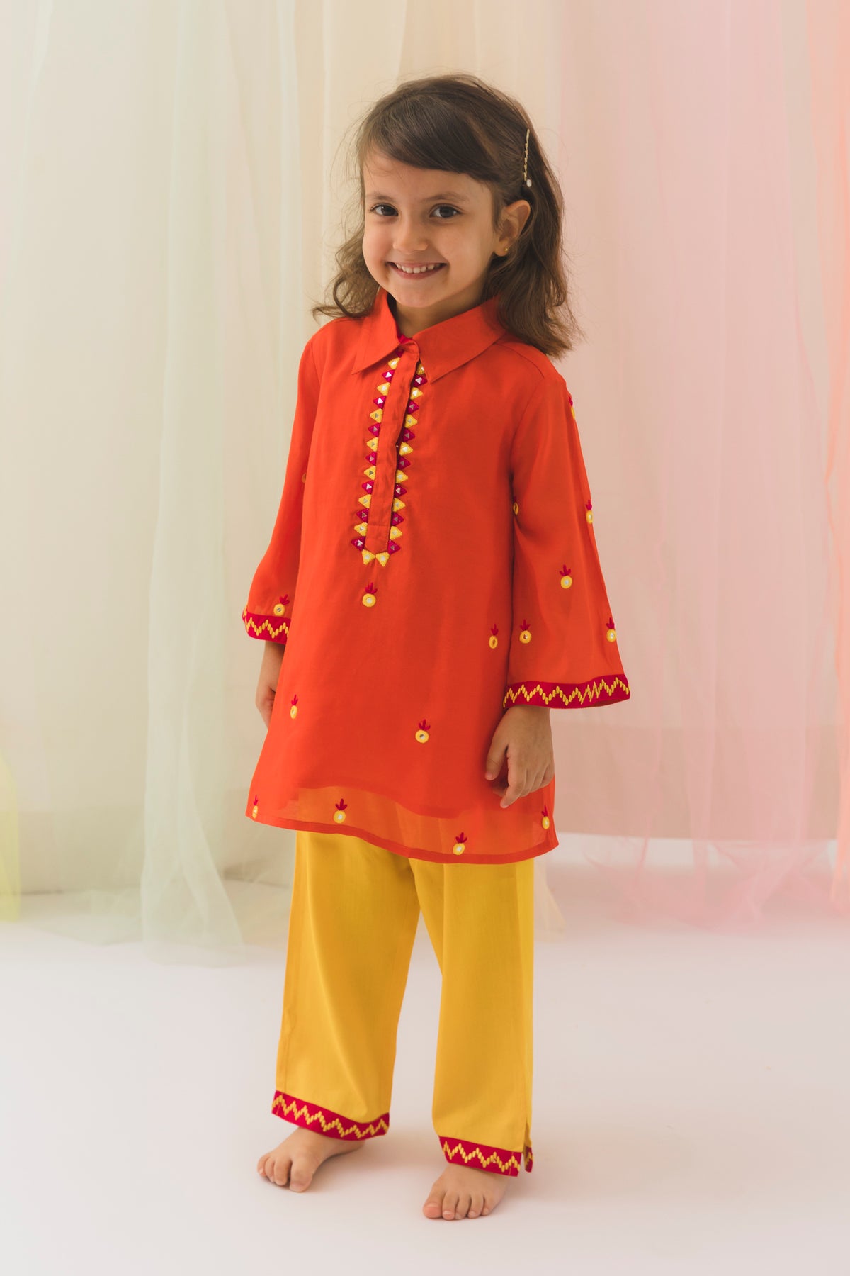 Yashvi Top Pant Set – Orange/Yellow (2 Years to 12 Years)